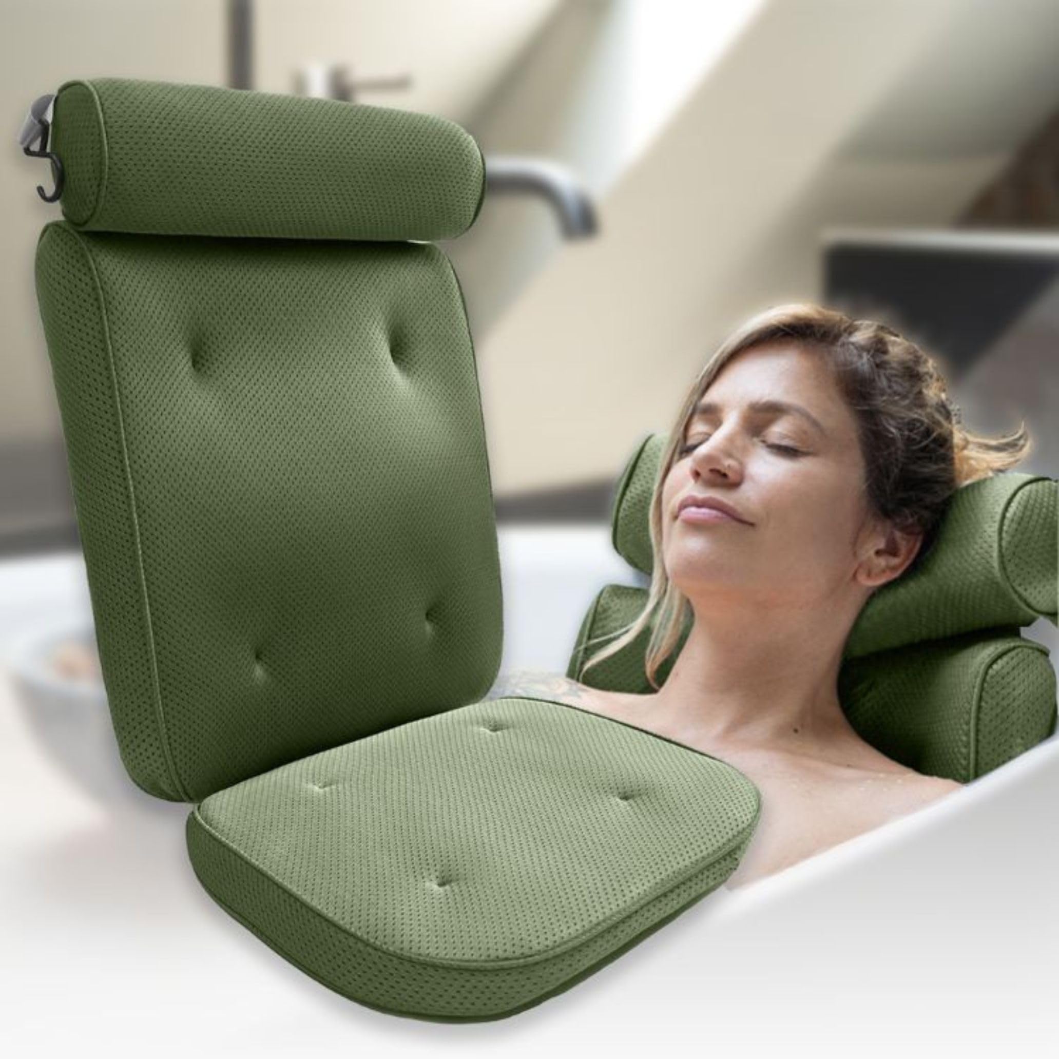 HelloBath® Opvouwbare Badkuip XXL 157x60x48 cm voor Volwassenen | Draagbare Badkuip met Badkussen, Opbergtas, LED-lamp & Massagerollers | Mobiele voor Douche & Buiten | Groen