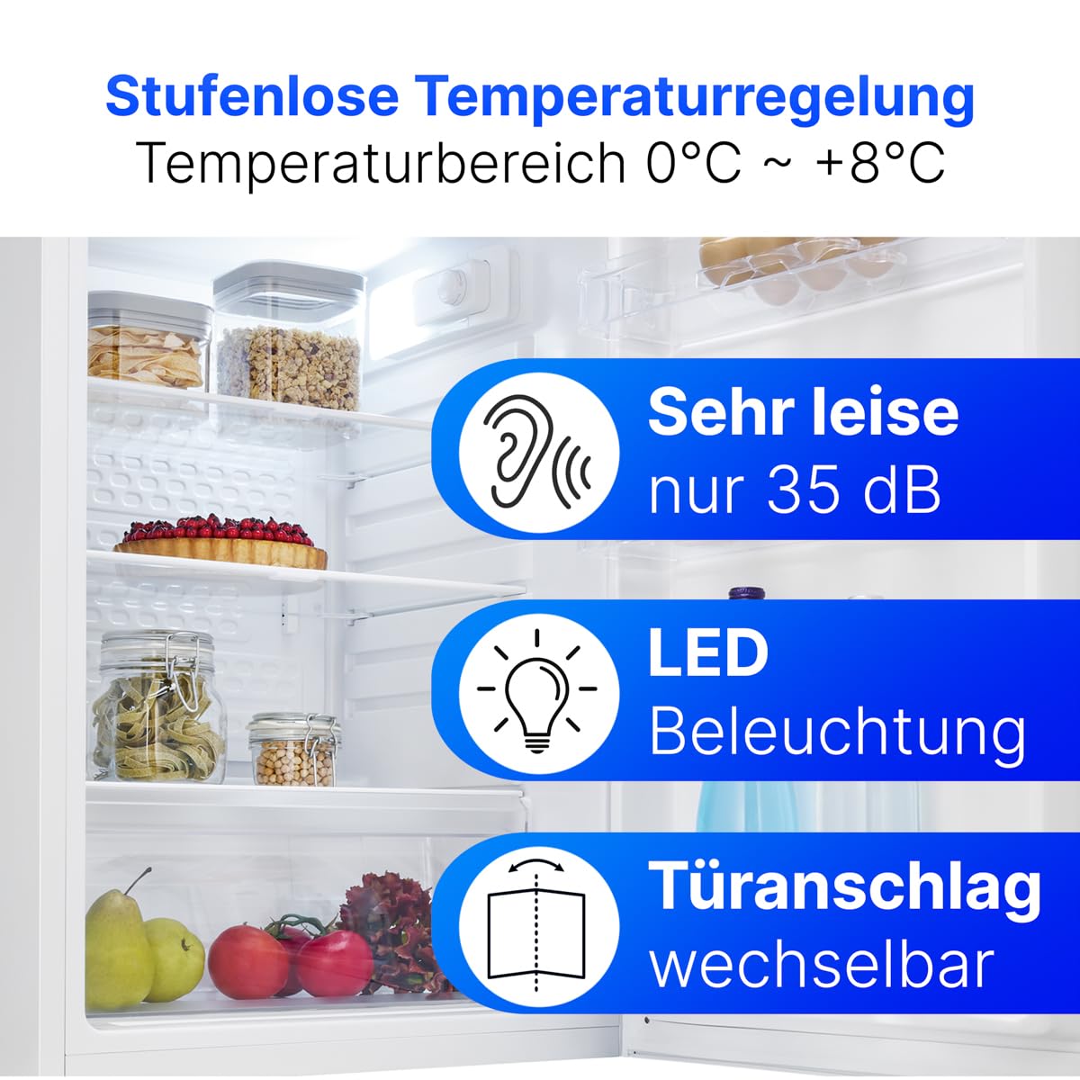 Bomann Kühlschrank 126L Energieklasse C 85cm leise 35dB VS 7258 weiß