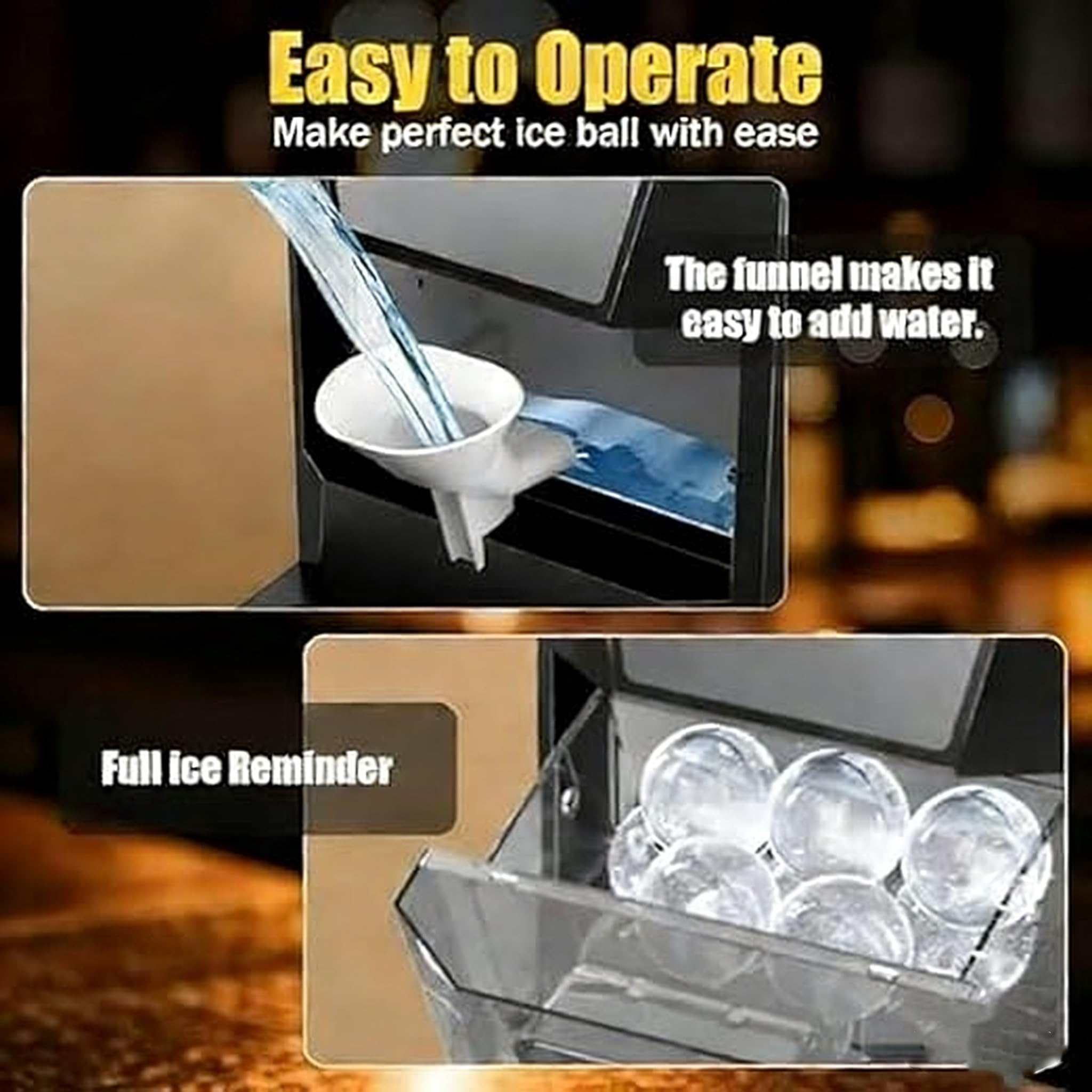 Zoienu Ice Maker, Clear Sphere Ice Machine, Ice Ball Maker, Ice Makers Countertop with Self-Cleaning for Whiskey, Bourbon, Brandy, Rum on Fridge.com