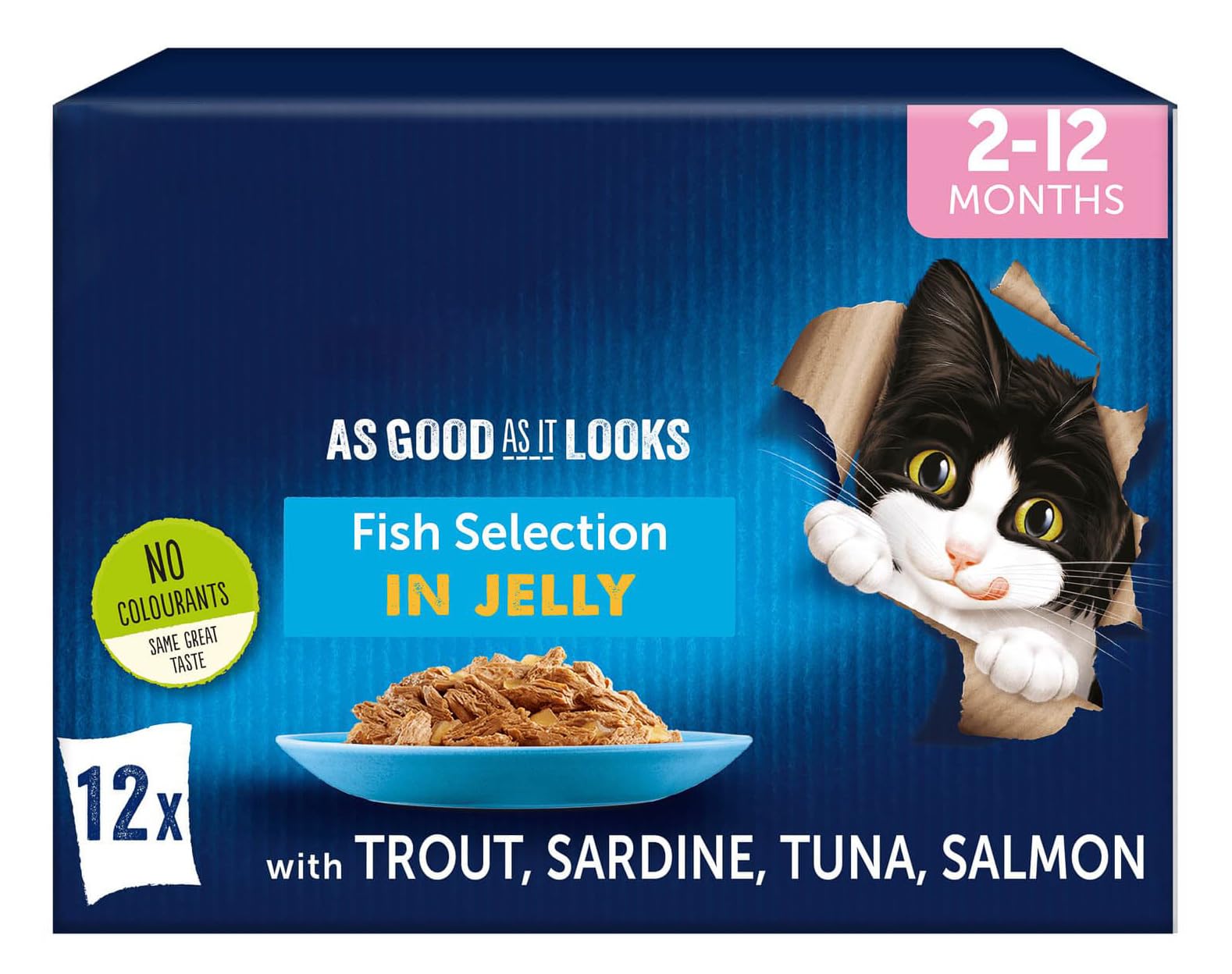 Fizporium Tasty Cat Food Variety Pack Cat Wet Food - As Good As It Looks Favourites Kitten Cat Food Pouches Contains: 3 x Trout 3 x Sardine 3 x Tuna 3 x Salmon.