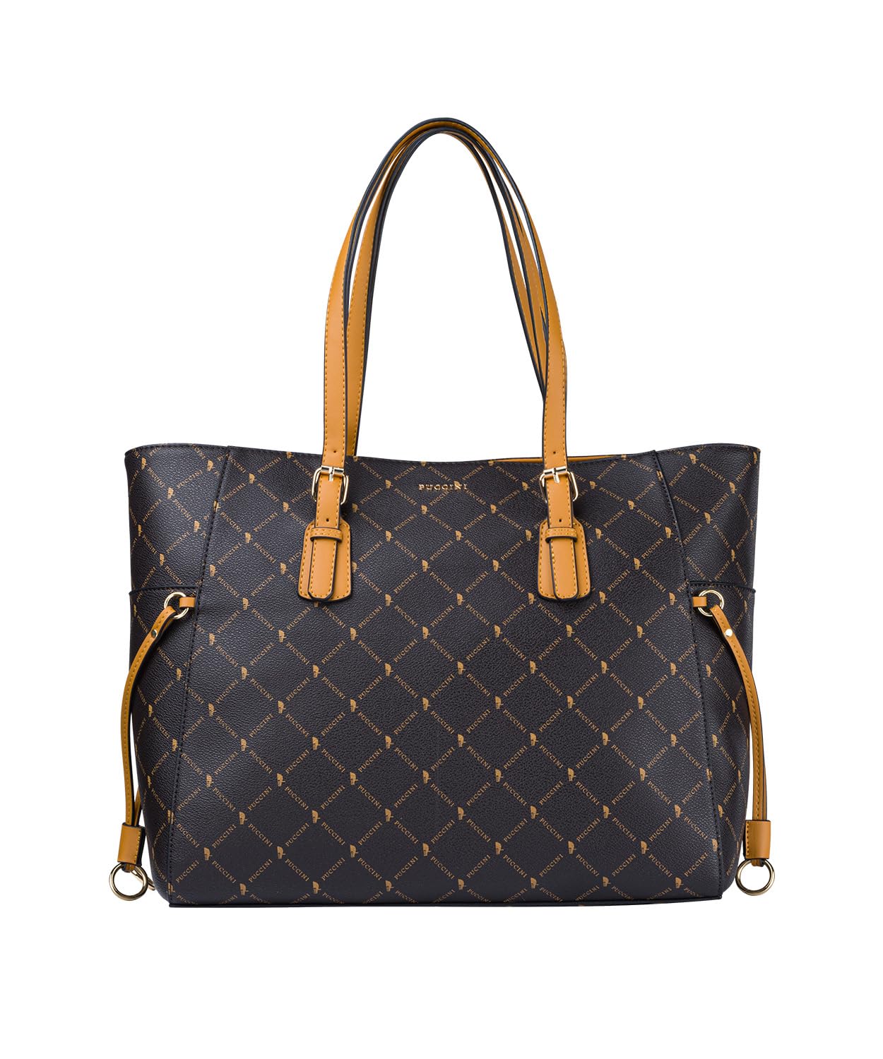 PUCCINI Damska torebka typu shopper z regulowanym uchwytem logowana