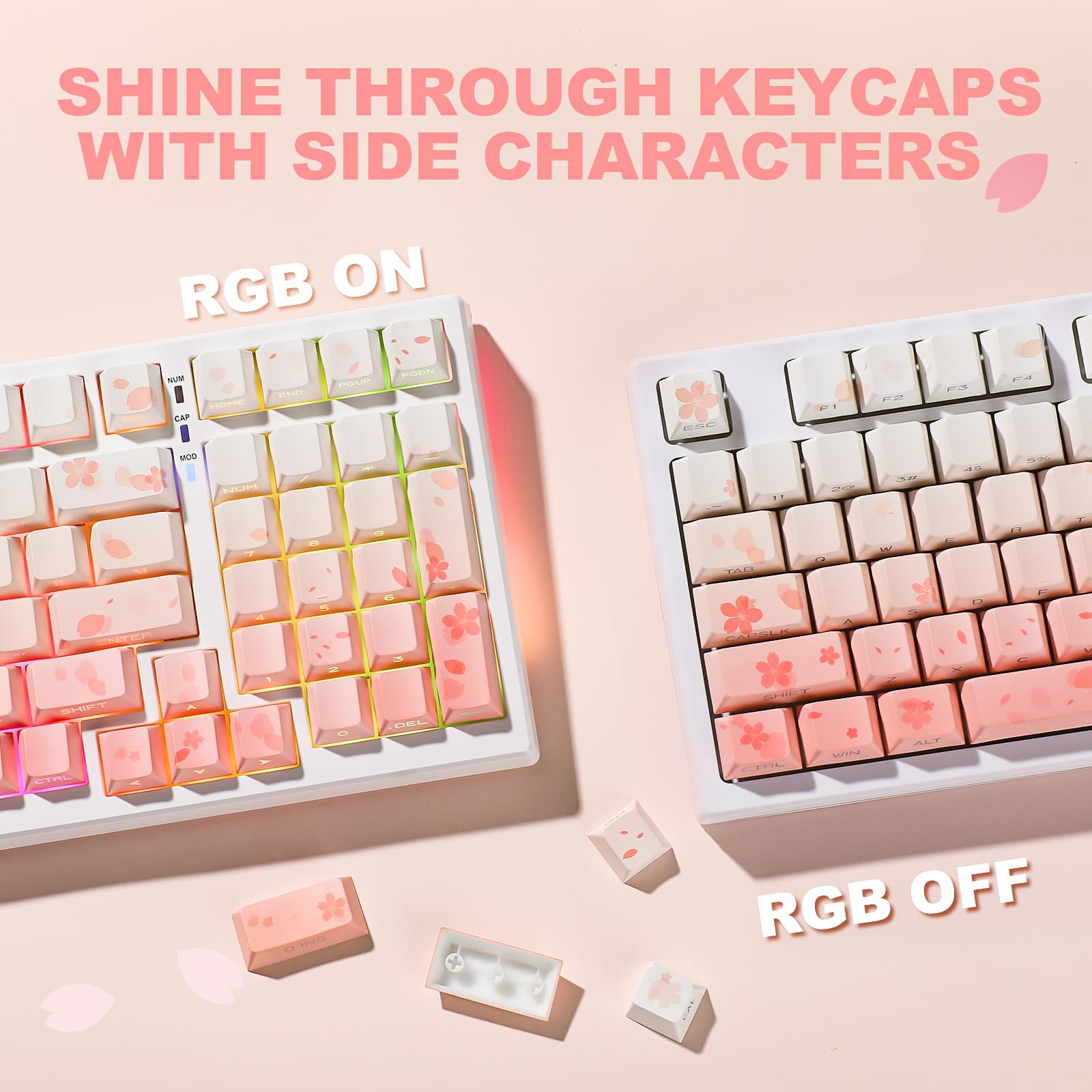 YUNZII Lot de 127 touches Cherry Profile PBT à sublimation double Shot