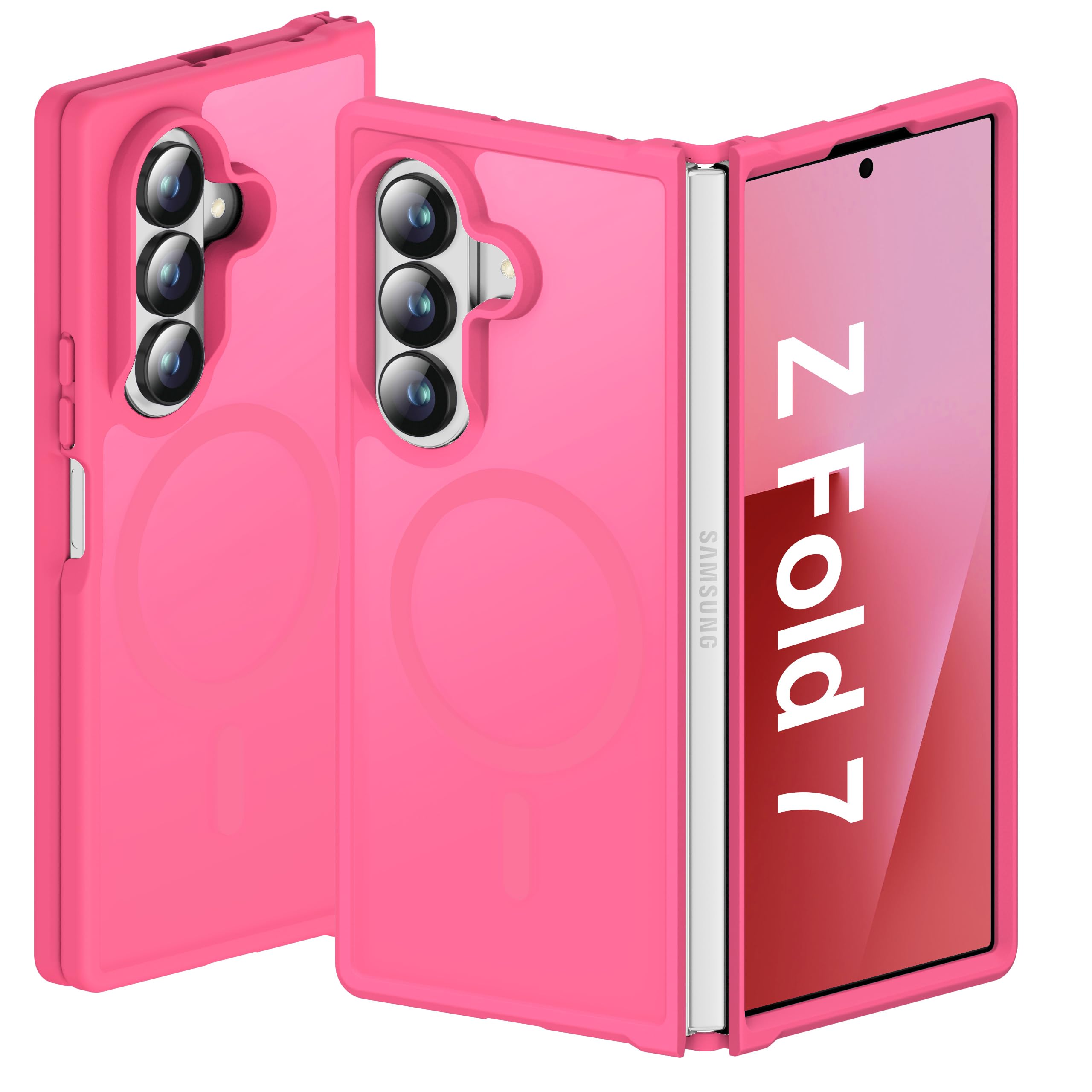 ORETECH 3 in 1 Magnetic for Samsung Galaxy Z Fold 7 Case Hot Pink