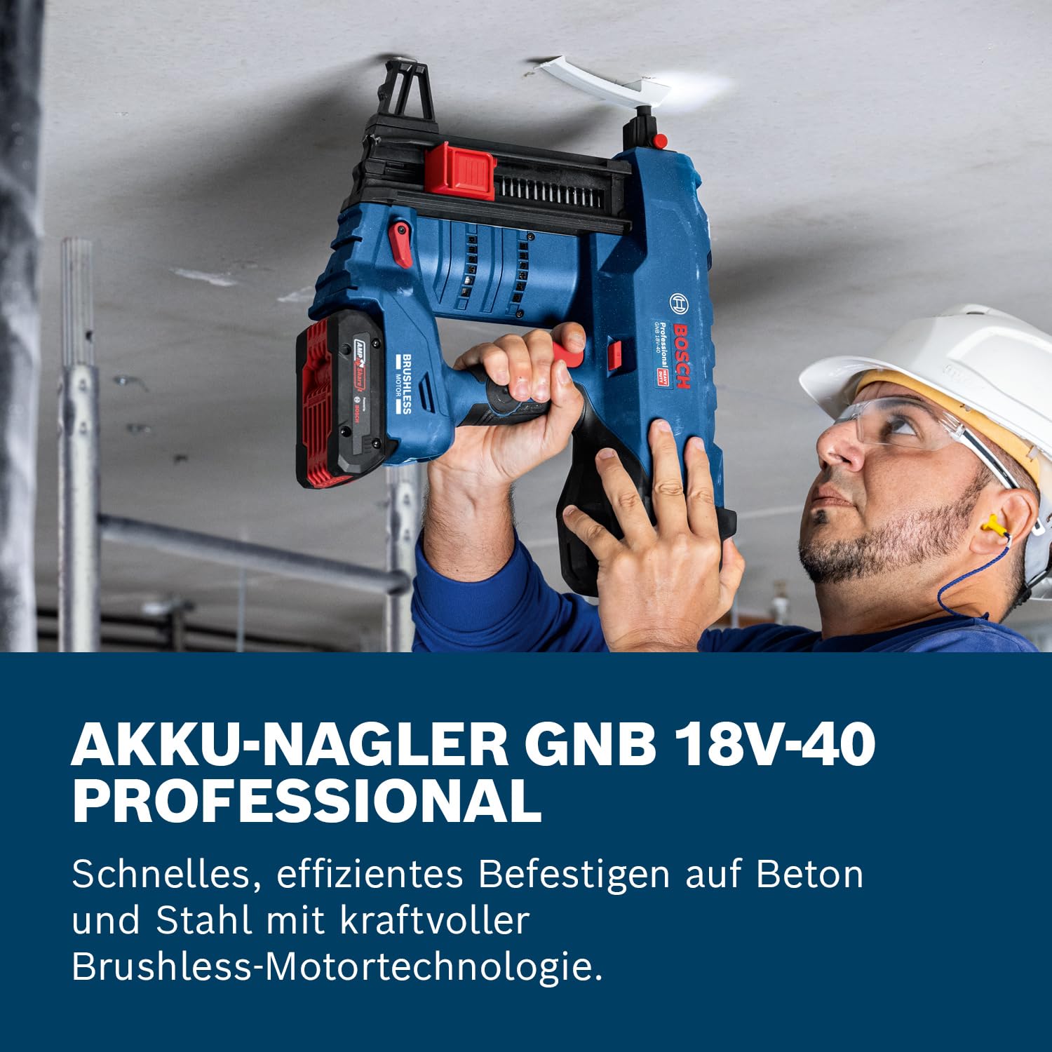 Bosch Professional 18V System Akku Betonnagler GNB 18V-40 (inkl. 2x Akku ProCORE 4.0Ah, Ladegerät GAL 18V-40, Ausdrückstift, Befestigungshaken, Standard-Mundstück, Magnet, XL-BOXX)
