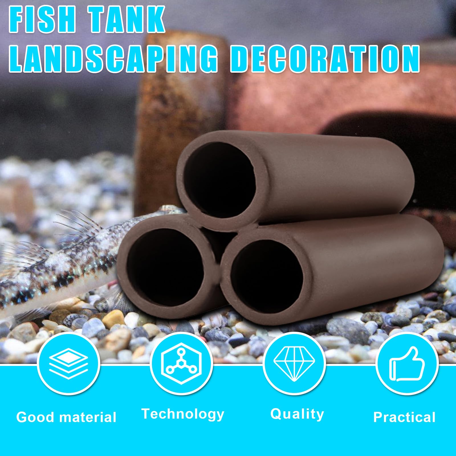 BAIFULAI Lot de 4 cachettes en céramique pour aquarium, accessoire de réservoir de poissons, décoration d'aquarium, grotte pour crevettes, poissons, crevettes, cavité en céramique pour aquarium