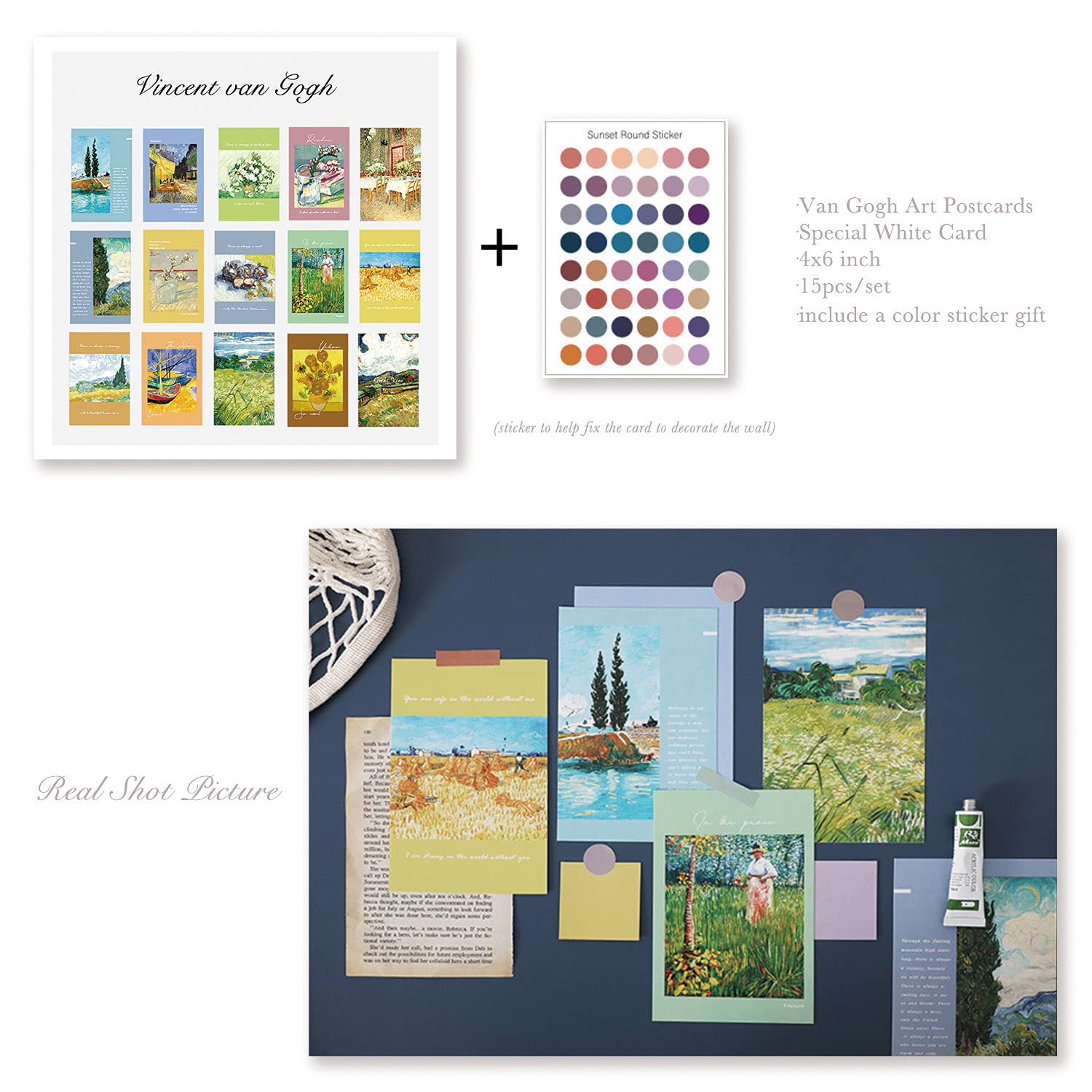 A ART·ZONE Van Gogh Greeting Cards  30 Cards  5.6x4 Inches Blank Postcard Set
