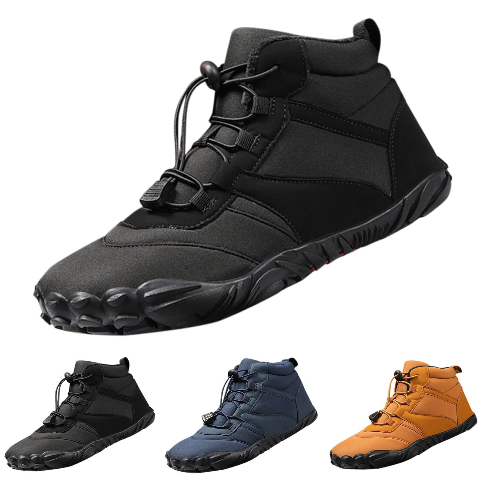 Scarpe a piedi nudi, foderate, da uomo, calde, invernali, impermeabili, da neve, invernali, con gambo corto, per l'inverno, per attività all'aria aperta, comodi