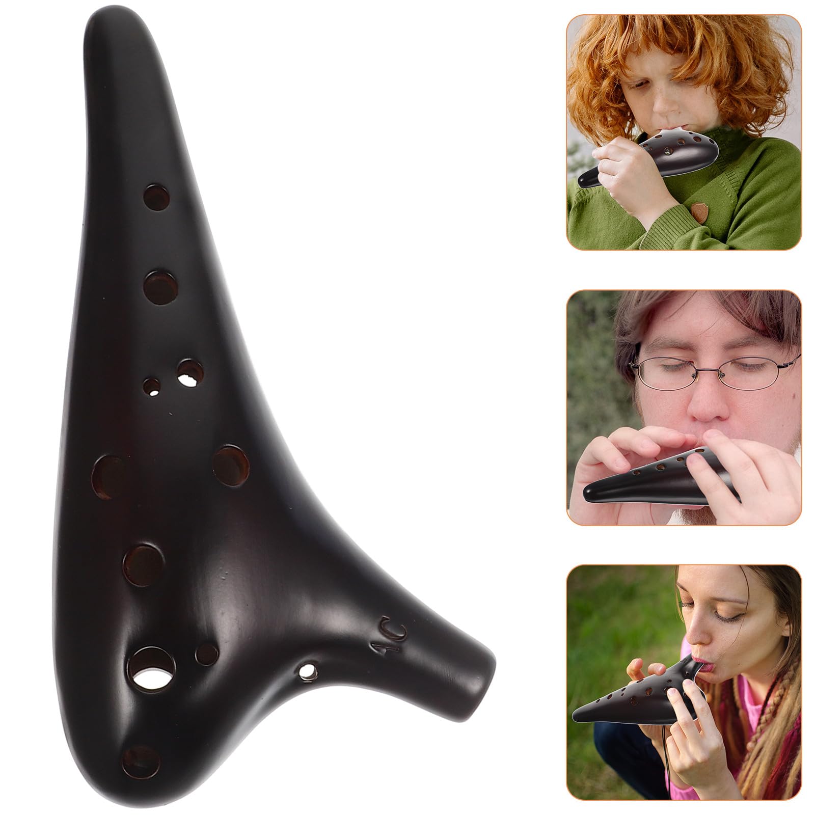 ABOOFAN Ocarina 12 Trous en Poterie Soprano C Tonalité Instrument de Musique Traditionnel pour Débutants Flûte à Vent Acoustique Apprentissage et Entraînement Musical