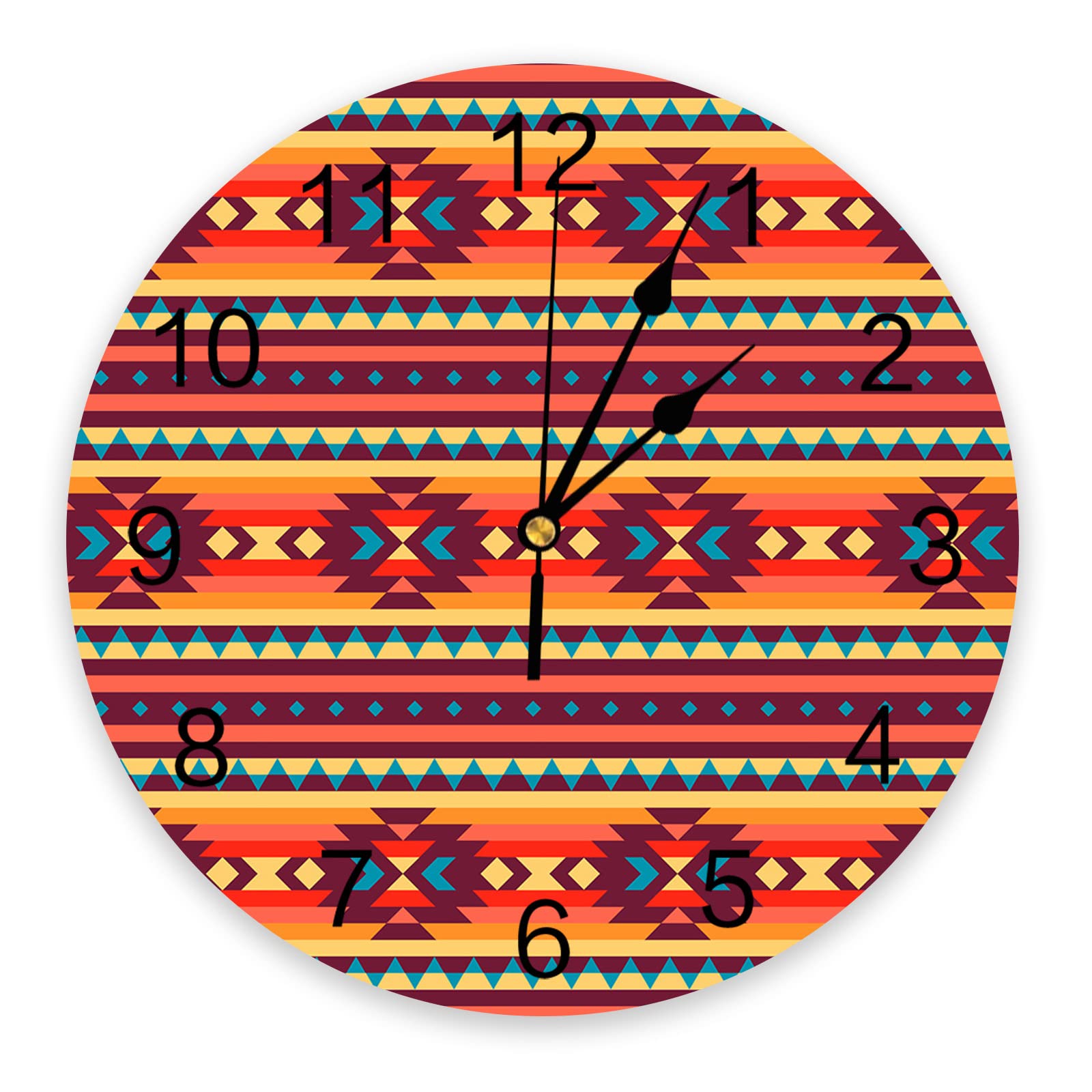 Artwork Store Wall Clock 10 Inch Silent Non-Ticking Ebullient Tribal Totem Modern Wall Clocks Battery Operated-Elegant Clock for Office,Home,Bathroom,Kitchen,Bedroom,School,Living Room