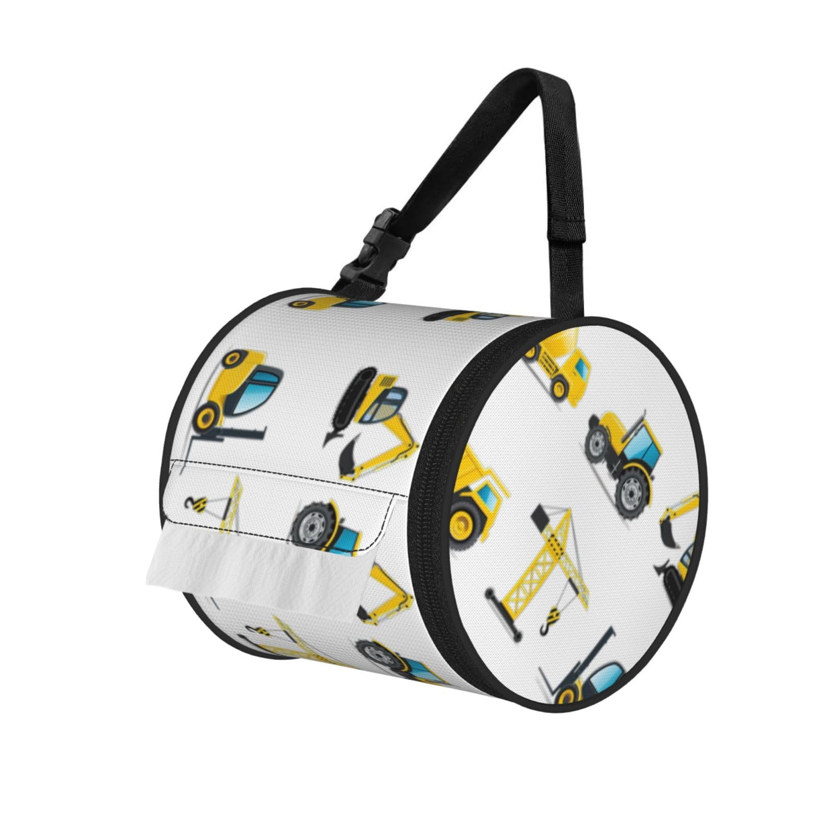 Cartoon Heavy Machinery Truck Print Fashion Tissues Organizer Box, Hanging Tissue Holder For Purse Coins For Car Office Daily Outing