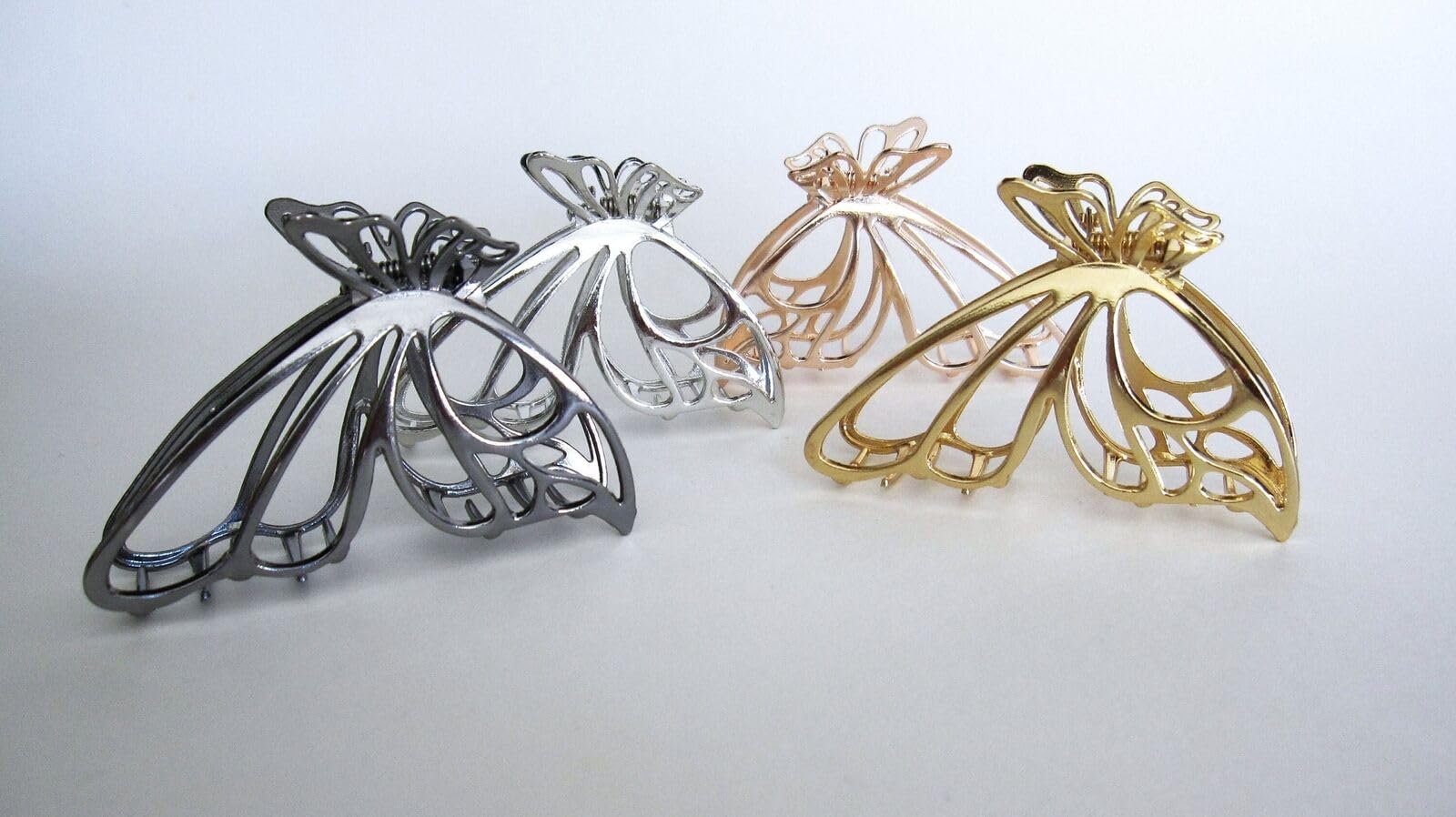 Rose gold silver or dark silver butterfly metal hair claw clip (Primary color: Silver)
