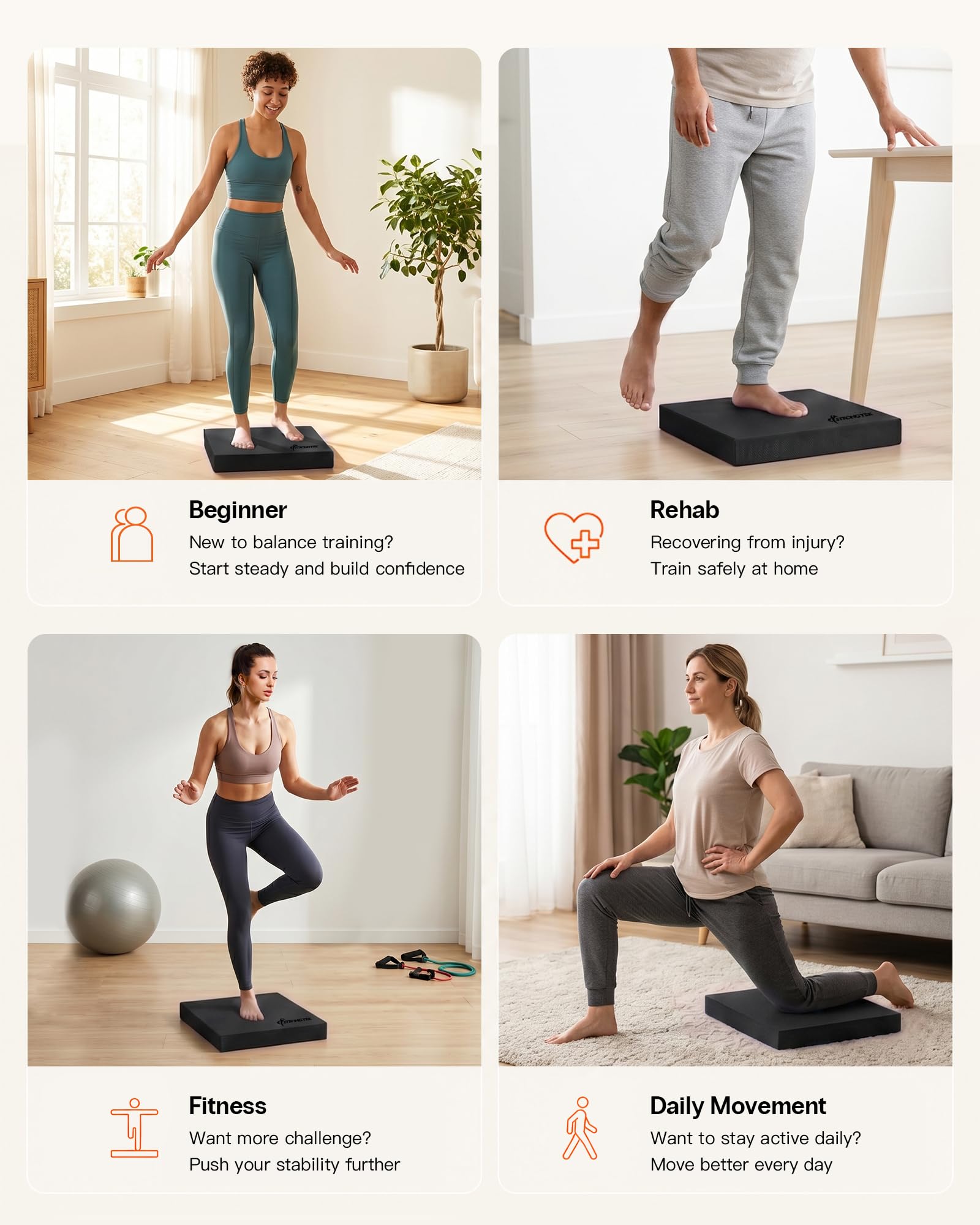 StrongTek Cuscinetto extra largo in schiuma per fisioterapia, 48,3 x 40,1 x 6,1 cm, imbottitura in schiuma TPE ad alta densità per esercizi, maggiore stabilità, forza del core, antiscivolo e