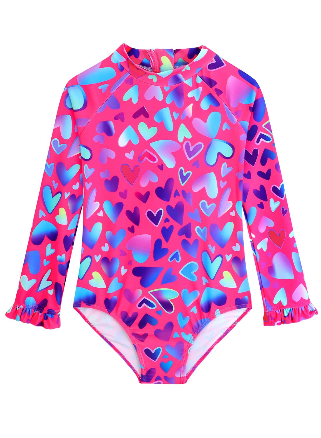 Alakuoti Long Sleeve One Piece Ruffle Swimsuit for Toddler Girls Baby Girl Rashguard Shirt with UPF 50+ Sun Protection