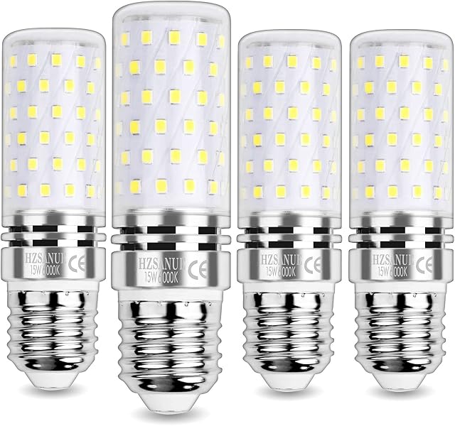 HZSANUE E27 LED Corn Bulbs 15W, 6000K Daylight White, 1700LM,Edison Screw Bulbs,120W Incandescent Bulbs Equivalent,Pack of 4