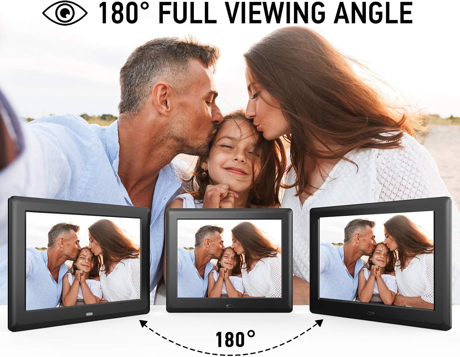 DBPOWER 8 Inch Digital Photo Frame, 1024x768 Resolution IPS Screen Display Picture Frame with Remote Control, Calendar, Time, Music, Video, Slideshow, Supports 32GB USB Drive/SD Card