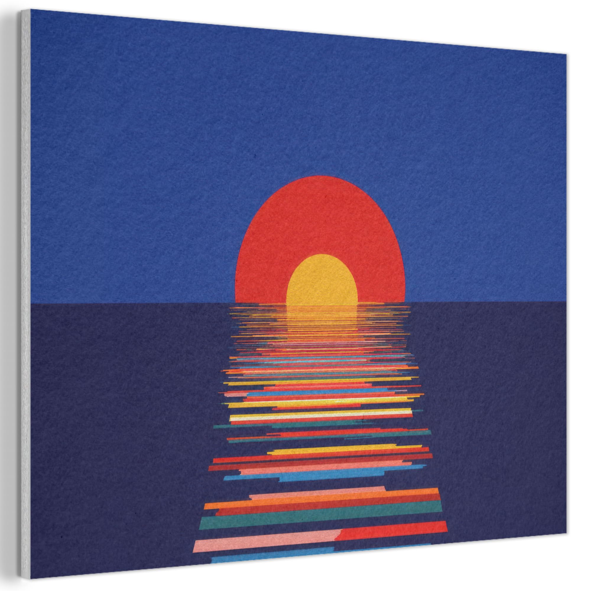 MuchoWow© Felt Panel 40x30 cm Room Style Piece Wallfillers Visual Display Decoration Wall Art Sunset - Water - Reflection - Retro