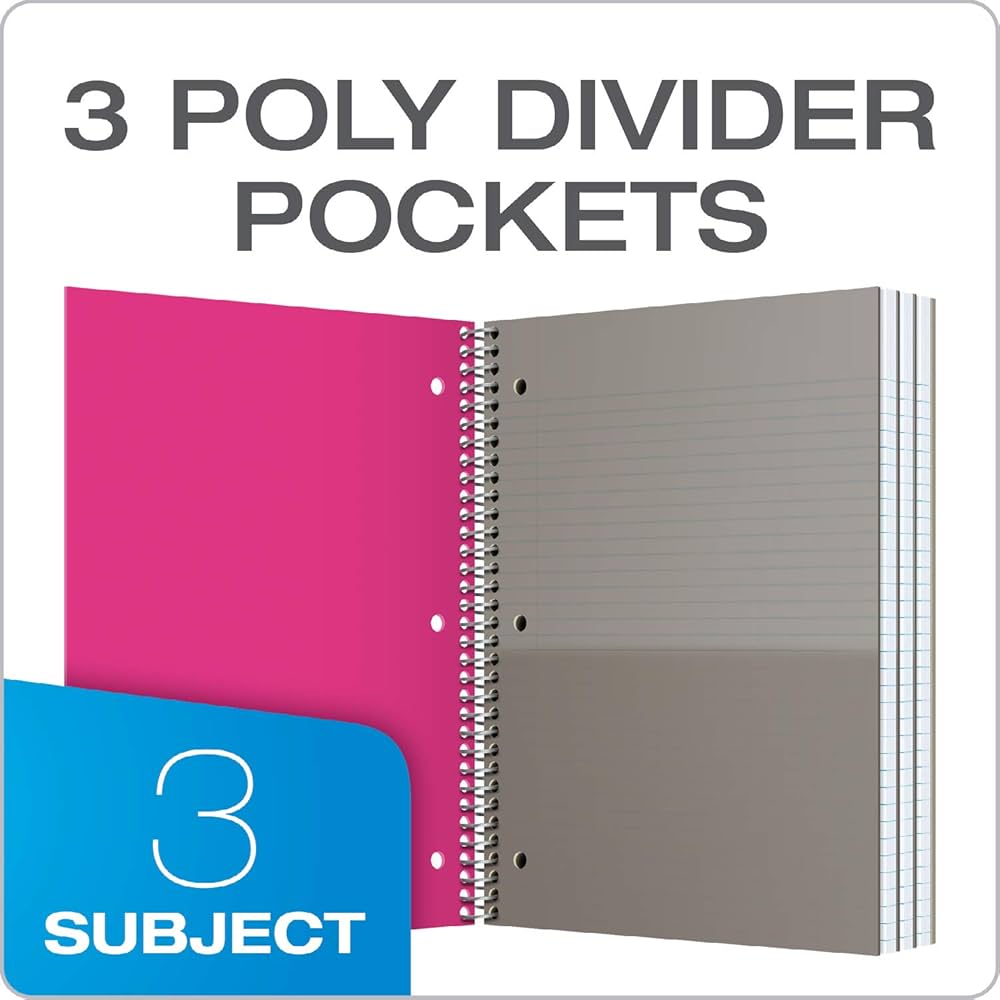 Amazon.com : Oxford 3 Subject Notebook, Wirebound, 11