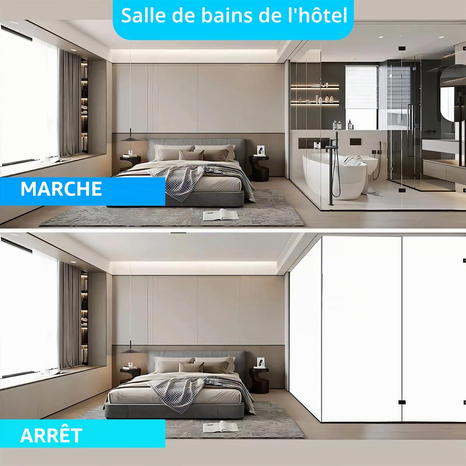 Film en verre intelligent PDLC Smart Film A4 (21 x 29,7 cm) Échantillon de film électronique Smart Film électrique Smart Glass Film (Gris)