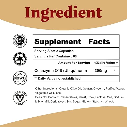 Miniatura 2 de Bumjazz CoQ10 300mg - 120 cápsulas - Alta absorción - Sin OMG - Sin gluten - Coenzima Q10 - Cápsulas CoQ10