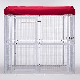 WONLINE Large Walk in Bird Cage, with Cover Top Parakeet Finch Budgie Conure Lovebird Aviary Pet House Heavy Duty White