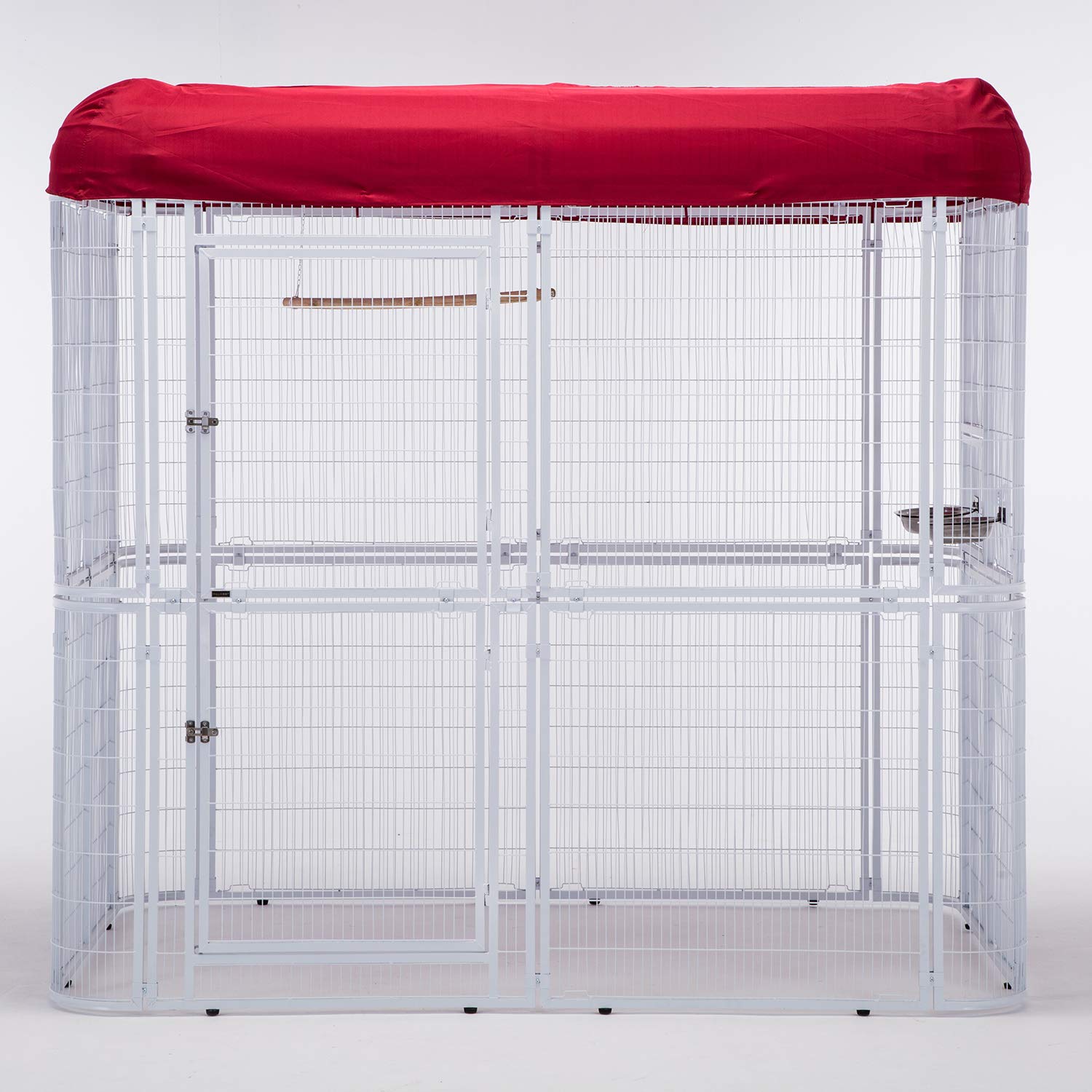 WONLINE Large Walk in Bird Cage, with Cover Top Parakeet Finch Budgie Conure Lovebird Aviary Pet House Heavy Duty White
