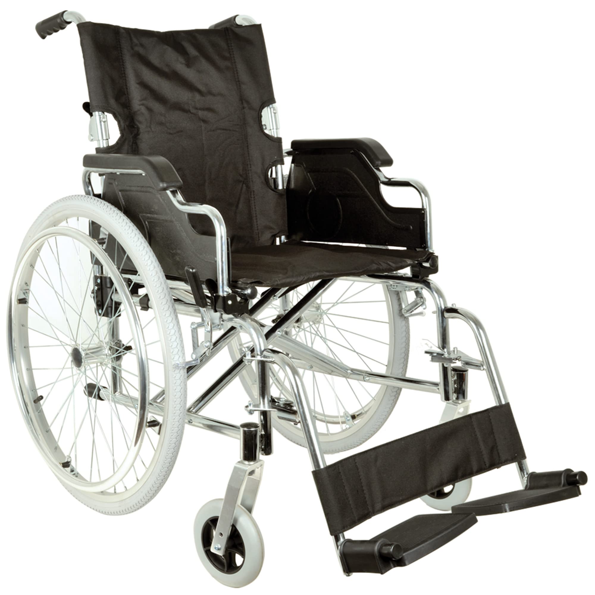 GIMA Royal Silla de ruedas con asiento de 46 cm, tela negra.