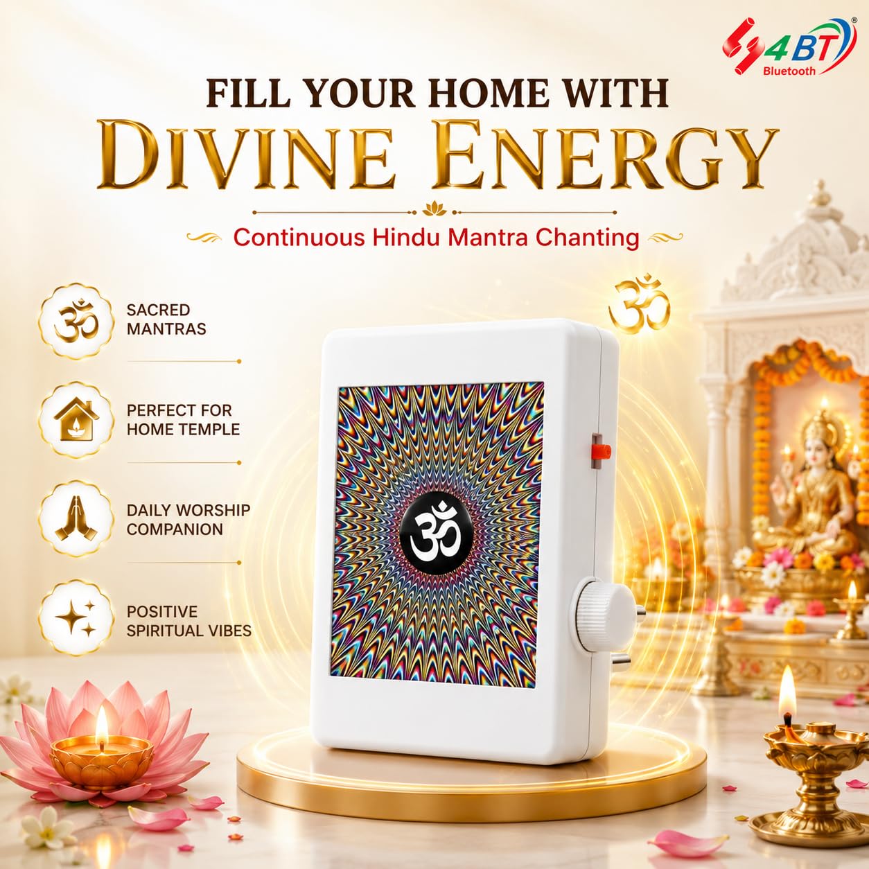 4BT Mantra Bell - 32 Mantras & LED Light -2
