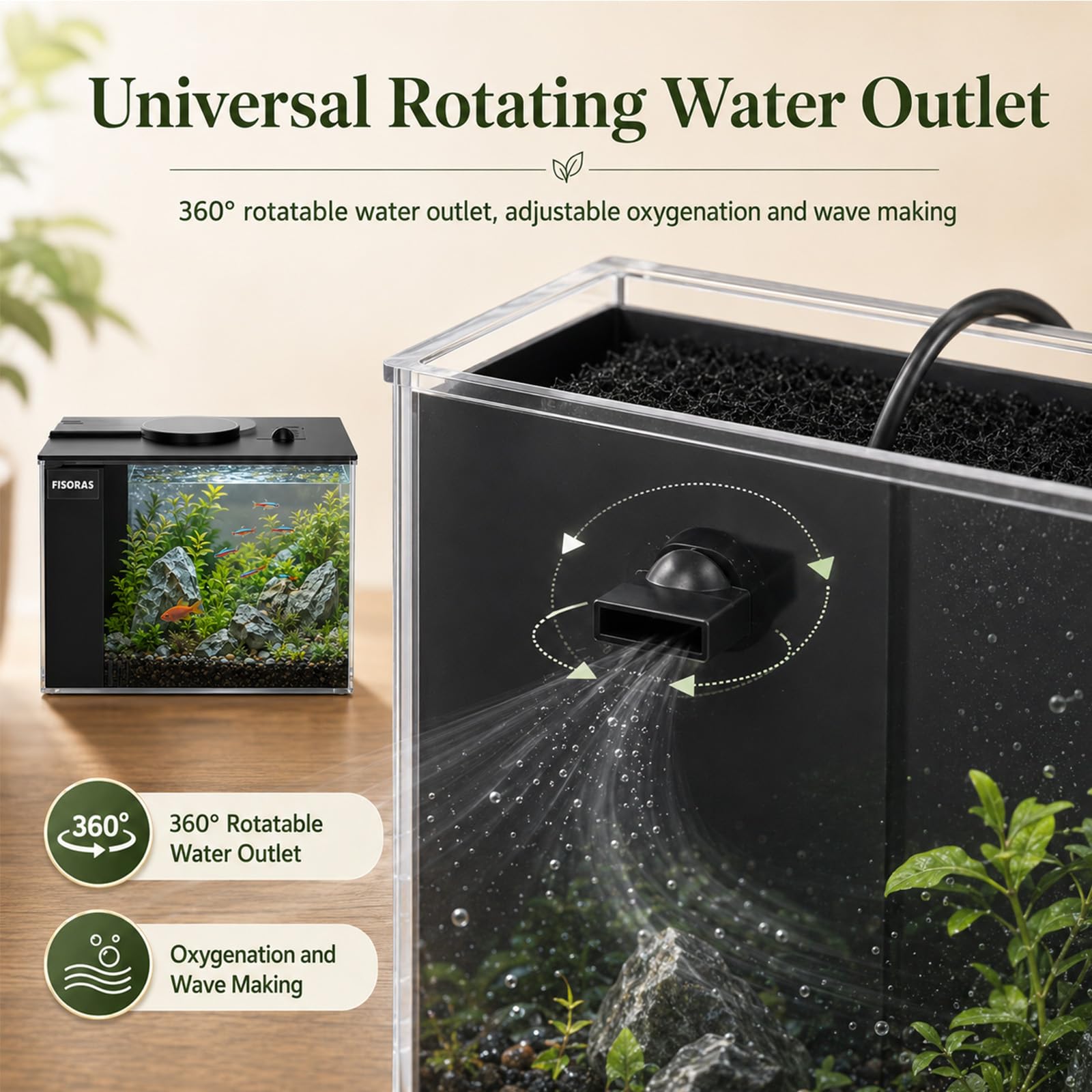 Petit aquarium Betta de 3,7 l en acrylique avec pompe silencieuse et filtre, éclairage LED avec 10 niveaux de luminosité et 3 modes de couleur, idéal pour poissons de combat, crevettes, petits