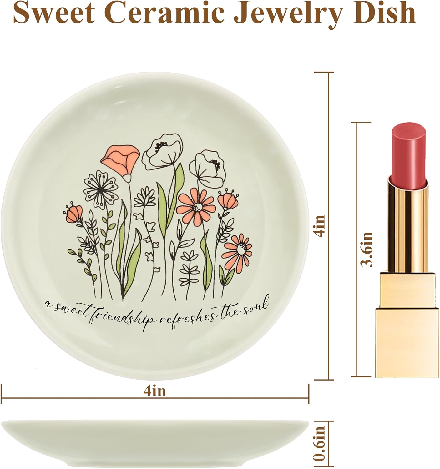 JoycuFF Best Friend Birthday Gifts for Women Jewelry Dish, Mothers Day Friendship Bestie Gifts for Women, Christmas Valentines Day Ideas Present Ceramic Jewelry Dish for Her