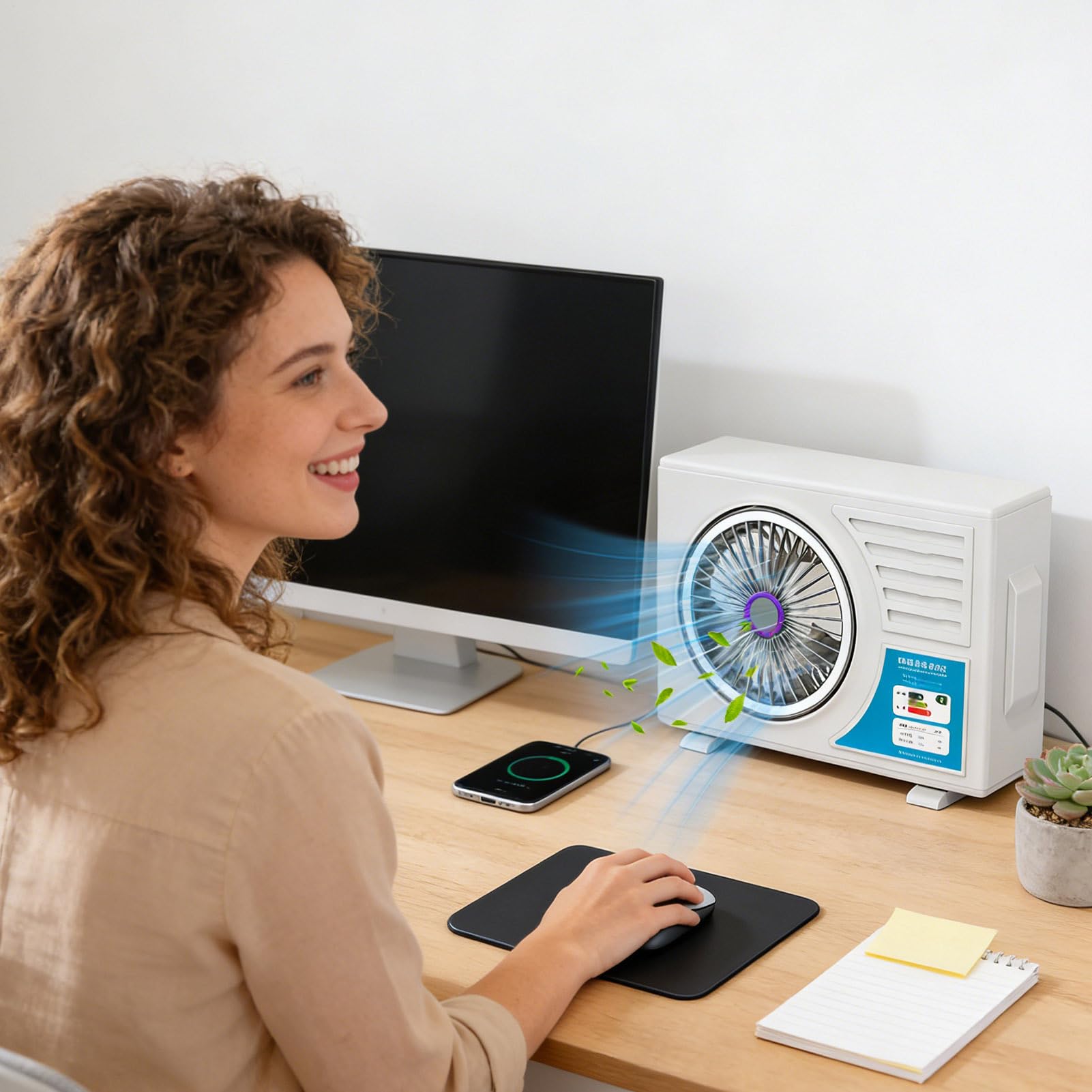 Ventilatori da tavolo per la camera da Ricaricabile con Angolazione | Ventilatore Portatile da Tavolo per Comodino per Casa Scuola Ufficio Esterno Campeggio Viaggi Picnic