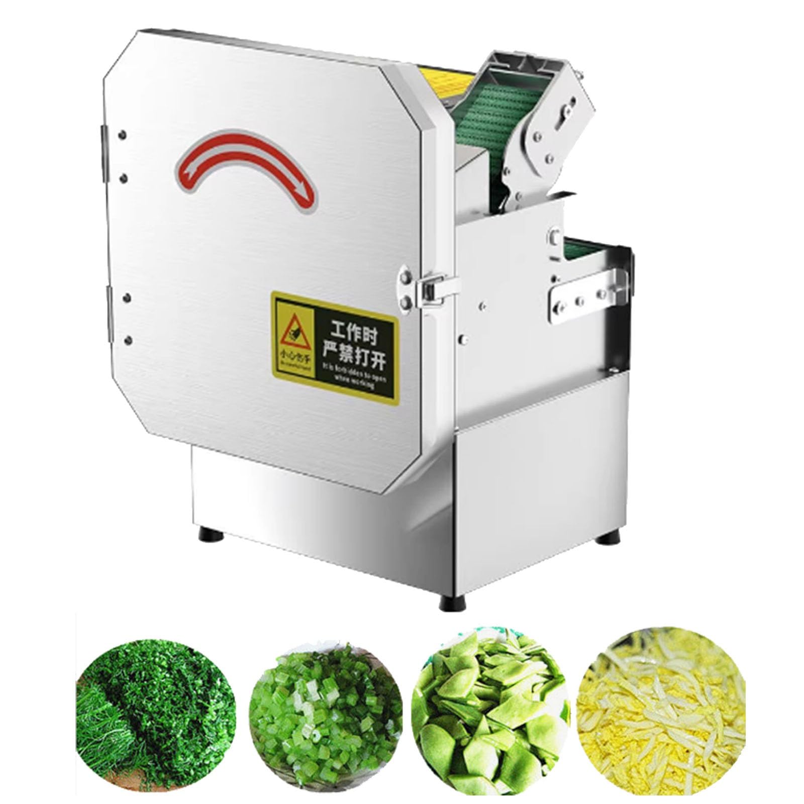 Cortadora de verduras de alta velocidad de 300 kg/h, grosor ajustable de 1,3 a 35 mm, construcción en acero inoxidable, picadora de cebolleta, apio y perejil.