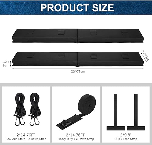 Miniatura 3 de Portaequipajes universales suaves para kayak, tabla de surf, windsurf, para snowboard, canoa con 2 correas de amarre de 15 pies, 2 cuerdas de amarre
