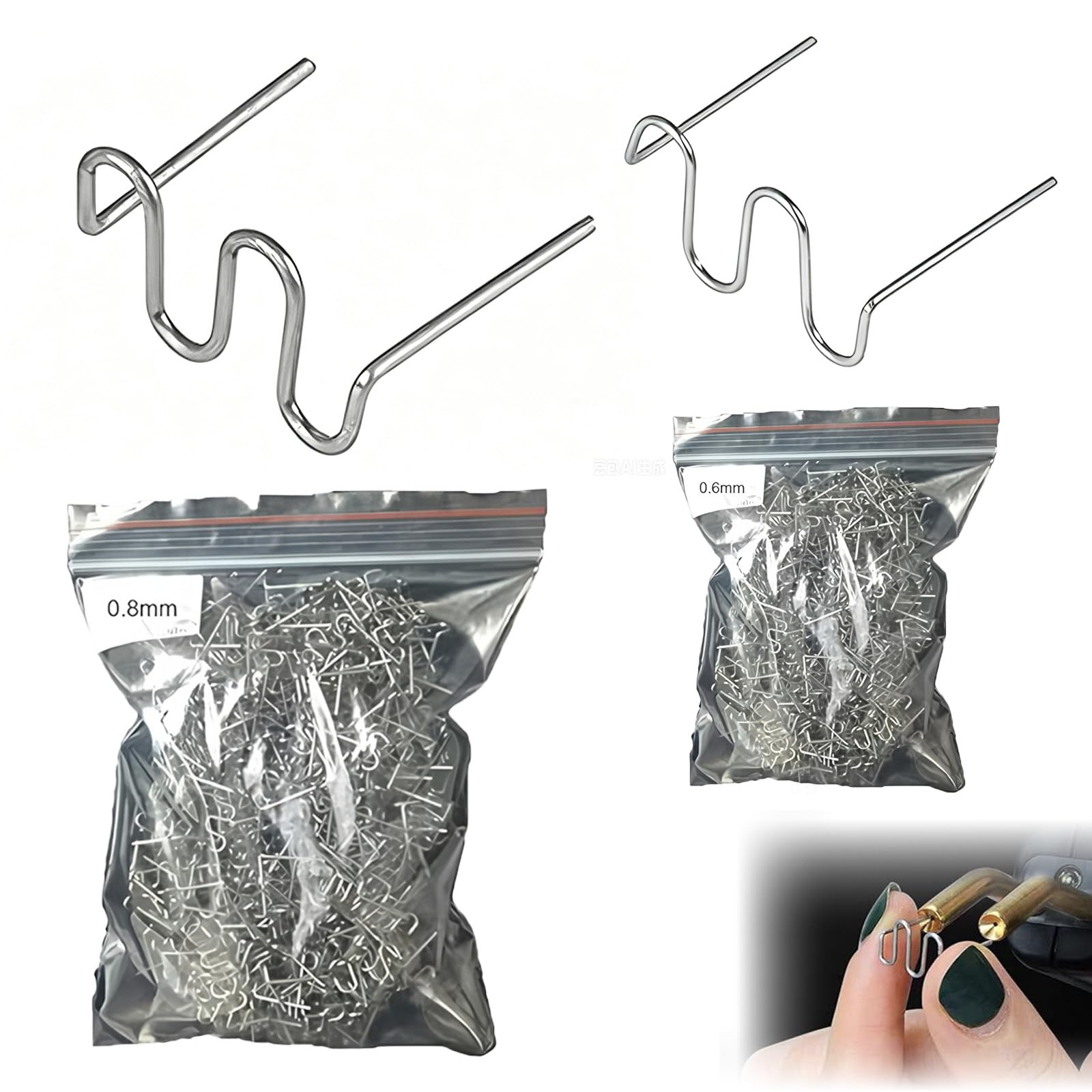 Grapas Onduladas, 1000 PCS Parachoques automático plastico Soldadura Reparar Grapadoras calientes, Grapas de Onda Precortadas, grapadoras de plástico para reparación de autos, Grapas calientes