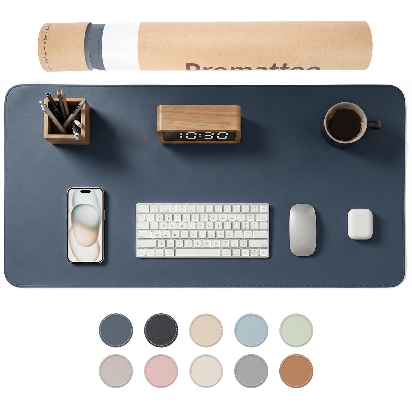 PROMATTOO Large Non-Slip Desk Mat, Waterproof Vegan Leather Desk Pad & Mouse Mat, Extended Desk Protector for Laptop, Office & Home, Smooth Writing Surface with Premium Tube Packaging (90 x 45 cm) — image 1