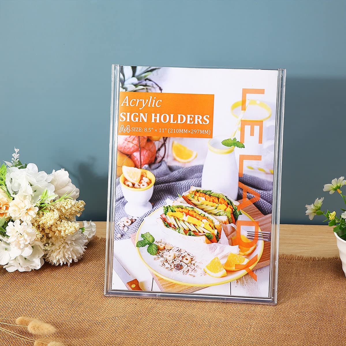 5 x A4 Acrylic Sign Holders Menu Holders Lean to Perspex Leaflet