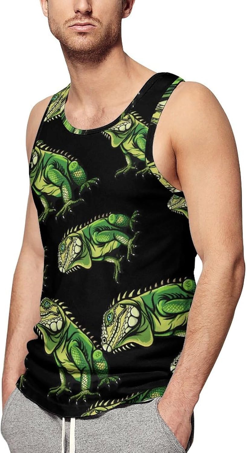Iguana Men's Tank Top Sleeveless Muscle Shirts Vest Beach T Shirts for Workout Gym