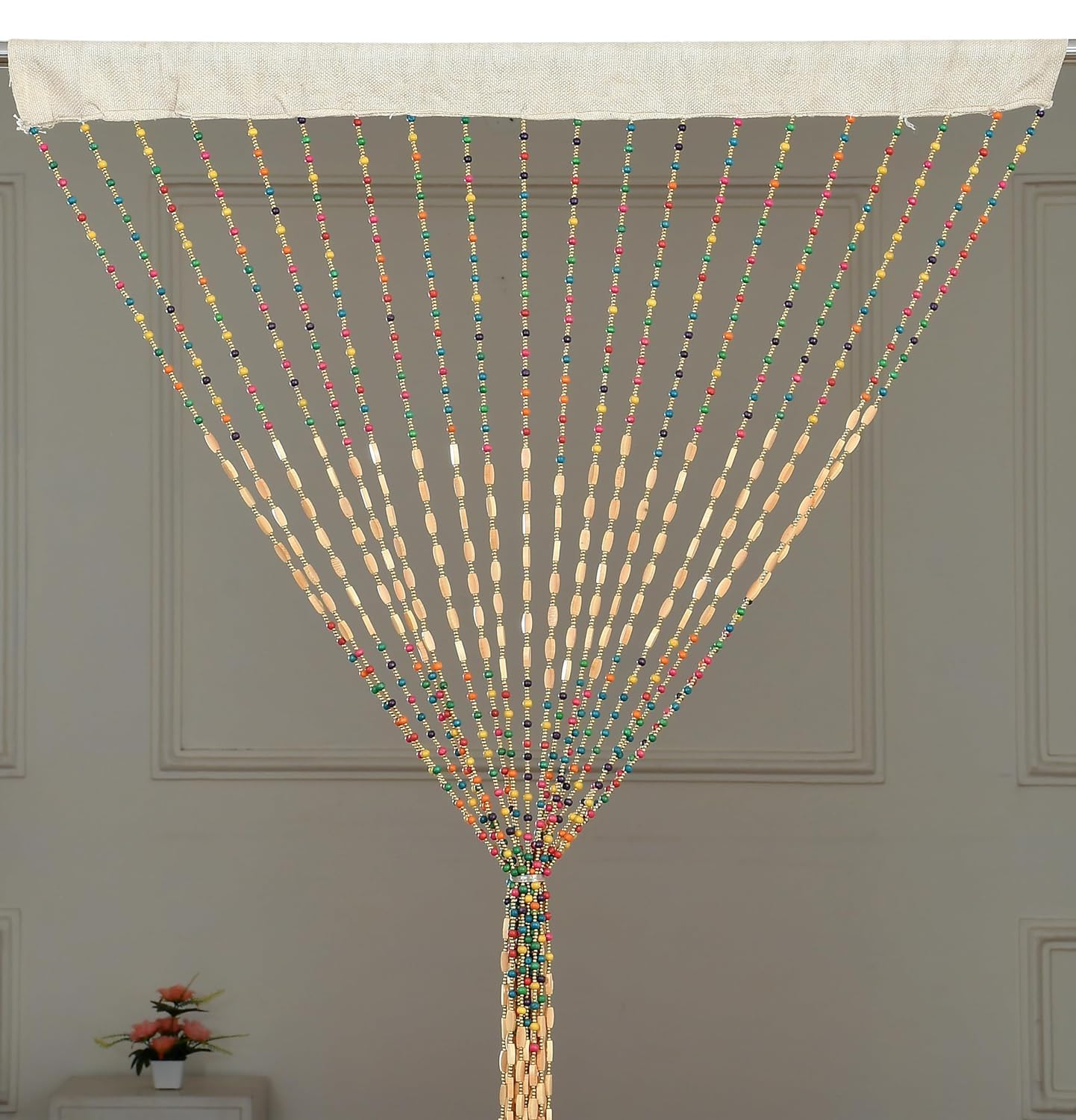 Wooden Beaded Door Curtain, Bens Beads String Curtain, Hanging Room Divider for Doorway, Home Decor Panel_04 x 07 Feet, Multicolor-image-15