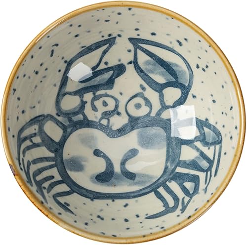 Miniatura 8 de TJ Global Juego de 6 cuencos de cerámica tradicional japonesa con diferentes diseños de pescado para arroz, ensalada, sopa, cereales, aperitivos,