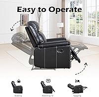 Vista 5 de EBELLO Sofá reclinable de dos plazas de piel sintética, sofá reclinable manual, silla de 2 plazas de estilo moderno de mediados de siglo