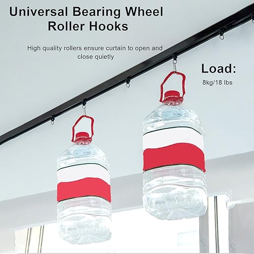 Miniatura 4 de Barra de cortina sin taladros con tapa de extremo y ganchos, barra de cortina autoadhesiva de aluminio para bañopuertaarmario, cortina de ventana de