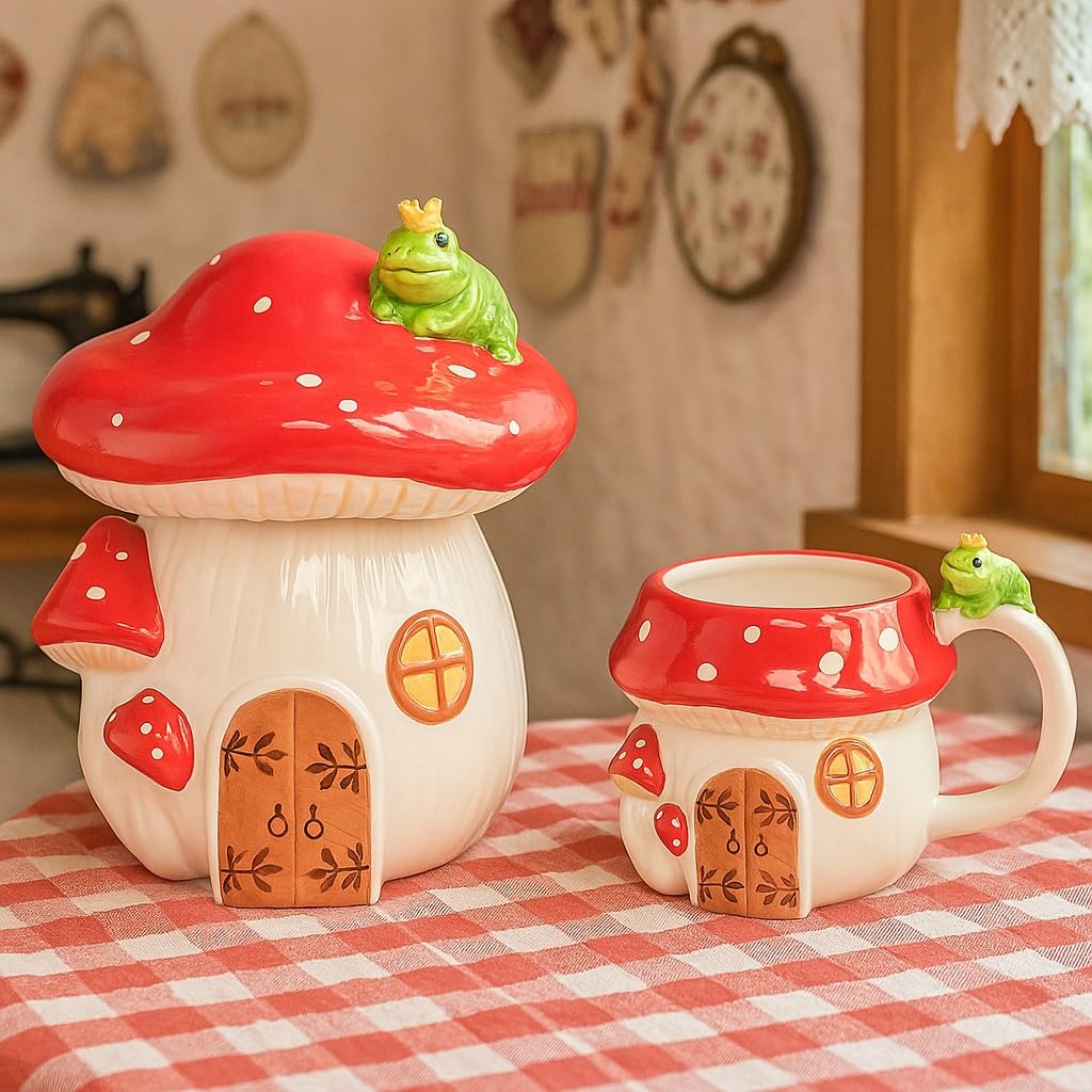 【完売品】muguet drost border tops red Amazon.com: 10 Strawberry Street Toadstool Mushroom House Mug, set