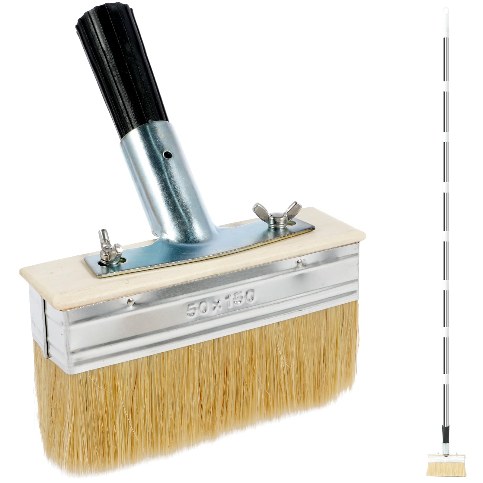 67‘’ Decking Paint Brush with Long Handle,5.6‘’Stainless Steel Extension Pole Deck Stain Applicator for Woodstains, Oils, Deck Coatings, Fence, Wall, Furniture (Brush head: 5.6inch)