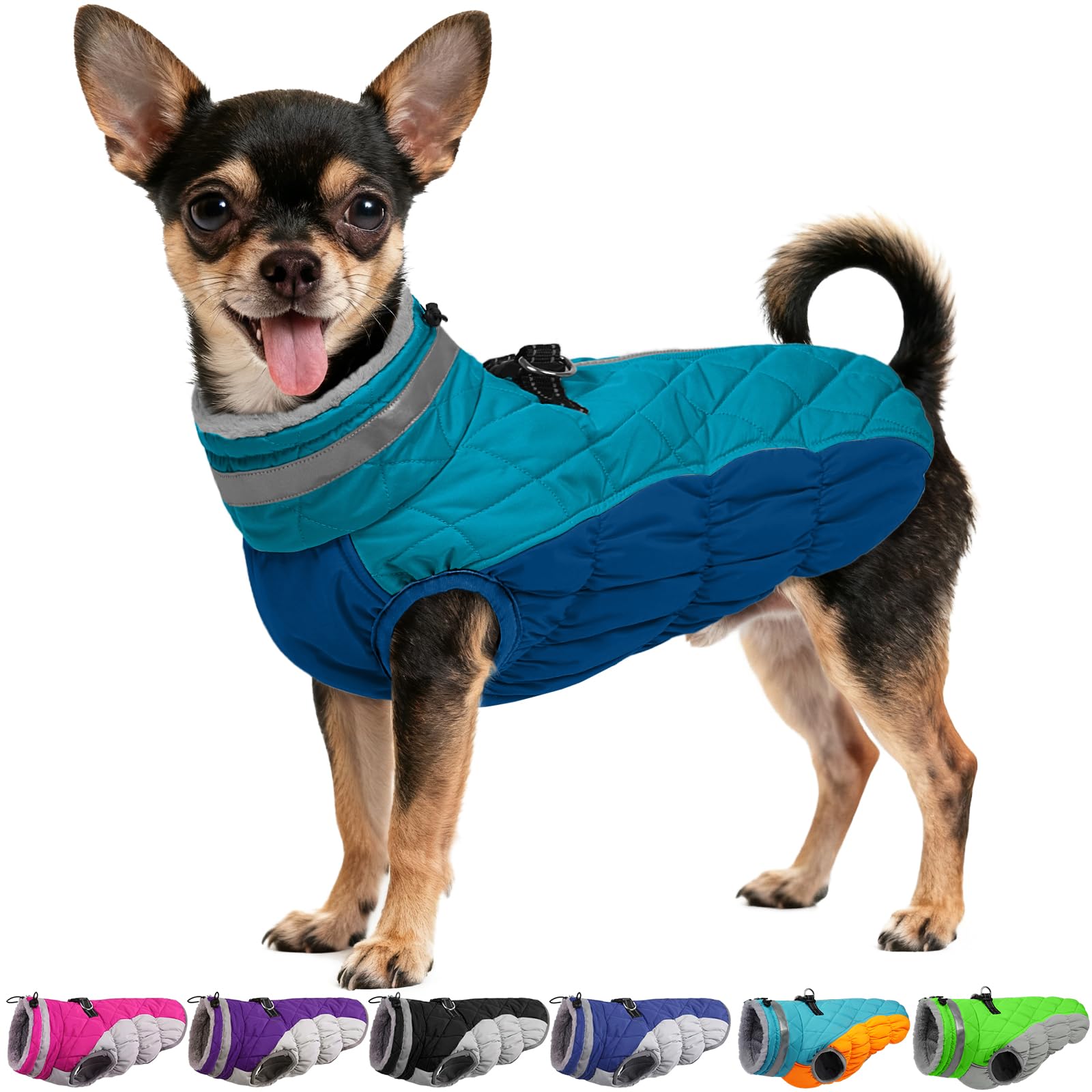 chamarra para perro, chaquetas cálidas para perros pequeños, abrigos para perros con arnés integrado, chaleco de forro polar impermeable para perro, traje reflectante de nieve para perros