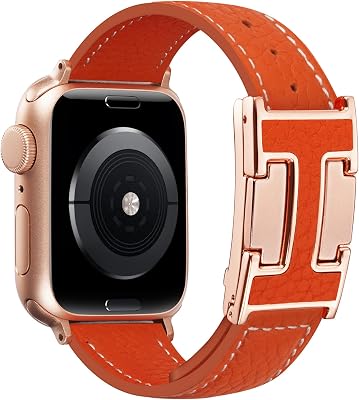 Leather Magnetic Band Compatible with Apple Watch Bands 38mm 40mm 41mm 42mm 44mm 45mm 46mm 49mm for Women Men，Top Grain Leather Designer Replacement Strap for iWatch Ultra SE Series11/10/9/8/7/6/5/4/3/2/1