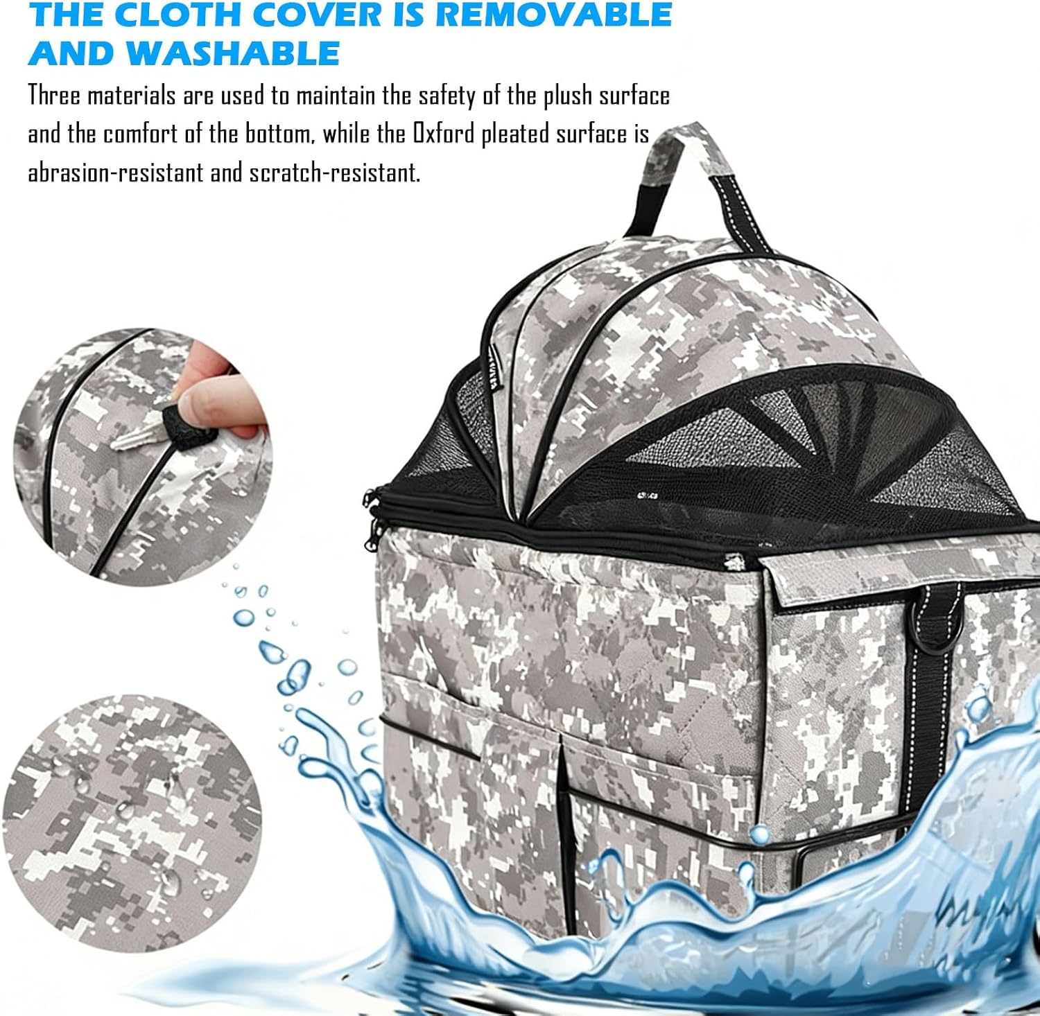 Detachable Dog Carrier Bag,Pet Bike Carrier & Handbag, Small Dogs Cats Breathable Pet Travel Carrier, Foldable Dog Carrier Bag for Bicycle, Electric Scooter