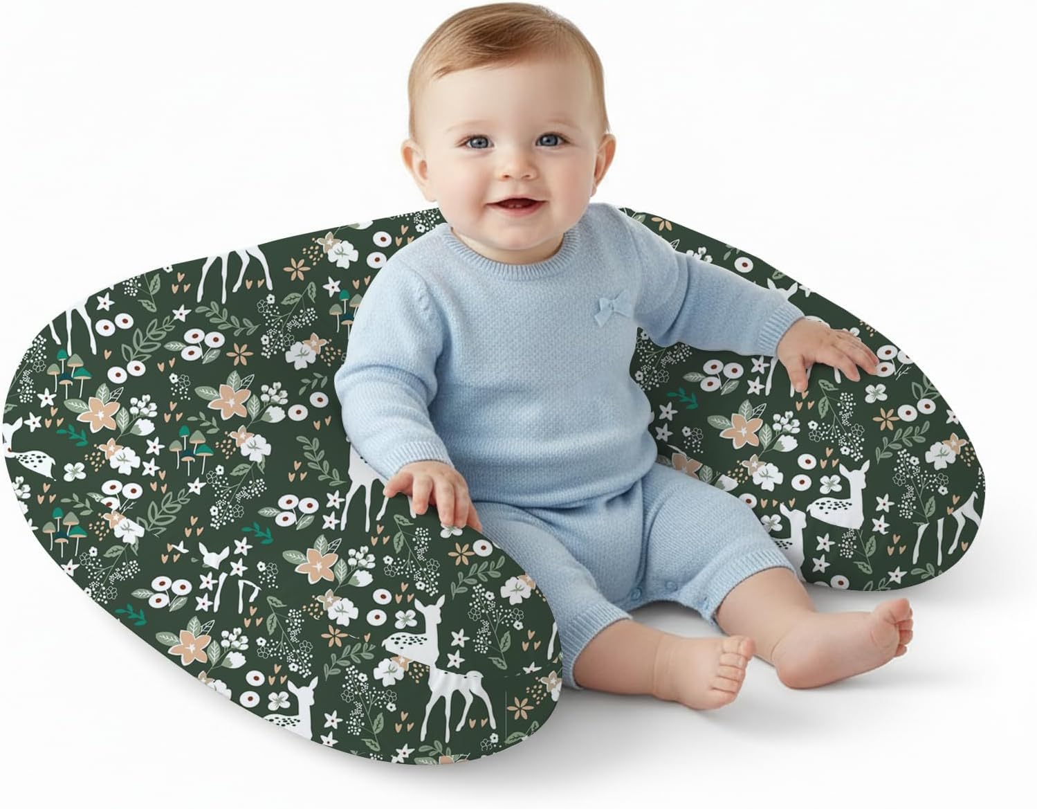 Baby Feeding Pillow for New Born Baby, Breastfeeding & Nursing Pillow with Removable Cover, Infant Support Cushion for 0–24 Months, Tummy Time Pillow | Cottage Care (Forest Deer)-image-39