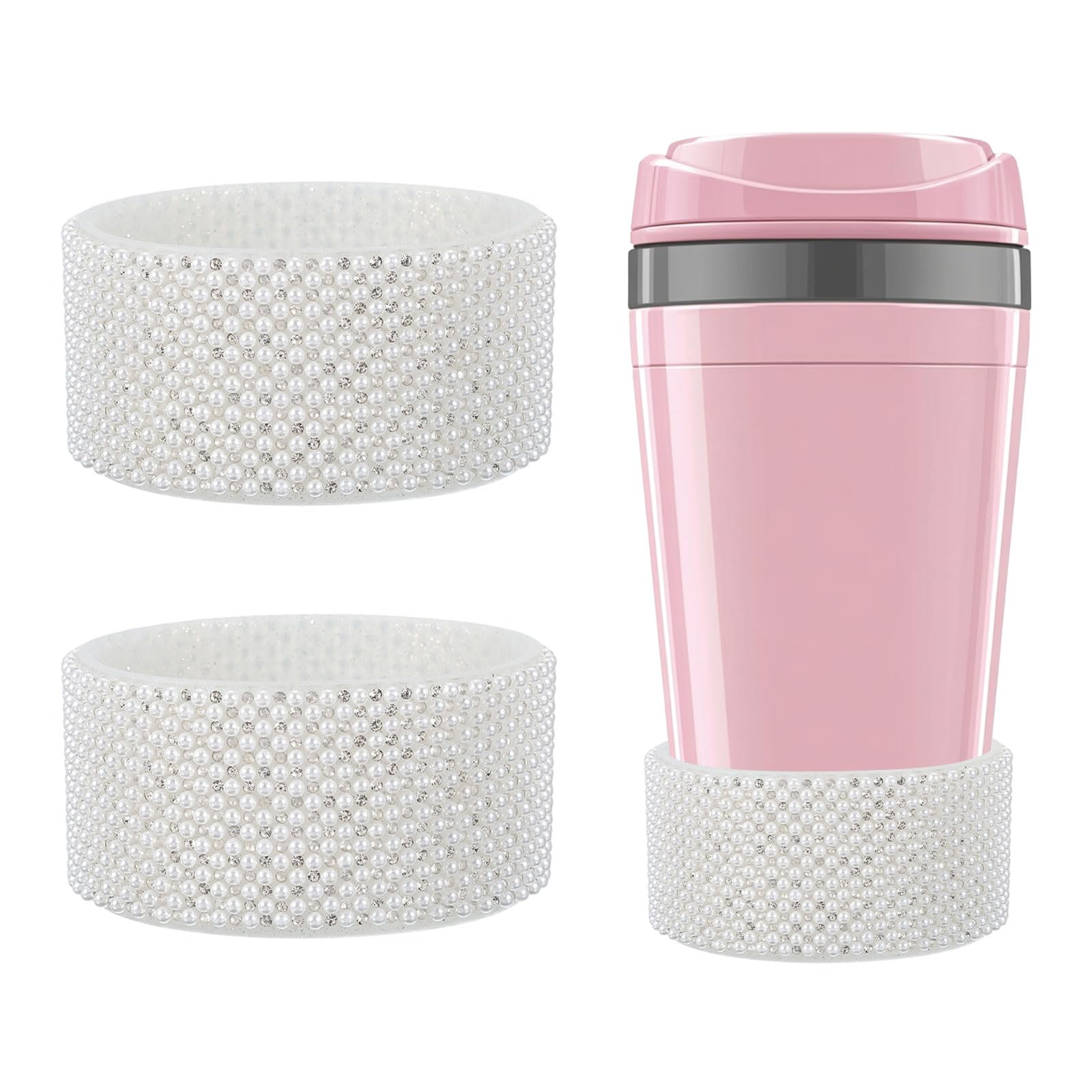 YELARXI Glitter Silicone Boot, Diamond Protective Boots Shining Anti Slip Cup Protector with 2.75" Bottom - Fitting for (Stanley Tumbler Water Bottle) 2 Pack & 20-30oz & White
