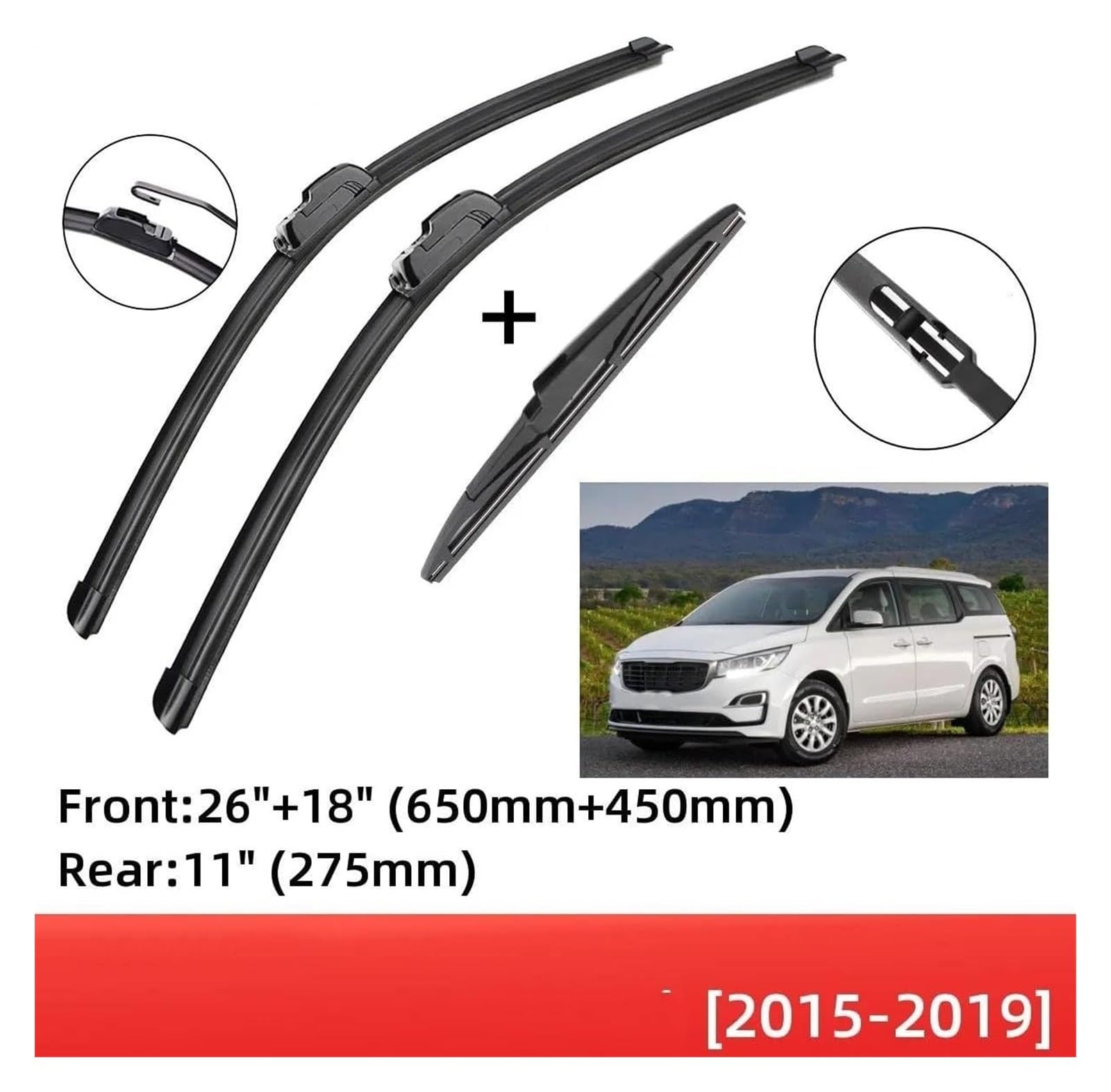 tergicristallo per KIA per Carnival 2015 2016 2017 2018 2019 Spazzole Tergicristallo Anteriori Posteriori Spazzole J Gancio Spazzole Tergicristallo Auto