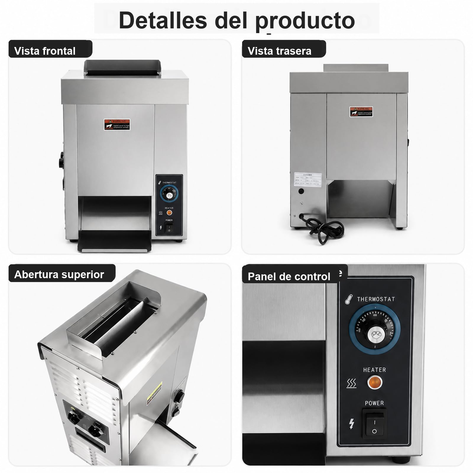 Tostador industrial vertical para pan de hamburguesa, 1400/h, 2000 W | Hasta 1.400 panes/h; 2.000 W; temperatura regulable; acero inoxidable; para hamburgueserías, restaurantes y food trucks.