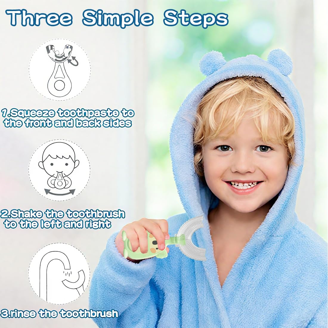 4 Pezzi Spazzolino per Bambini, a Forma di U, 360 Gradi per la Pulizia Orale,Setole in Silicone in Silicone Morbido per Uso Alimentare, per l'igiene Orale,Spazzolino Neonato(2-6 Anni)